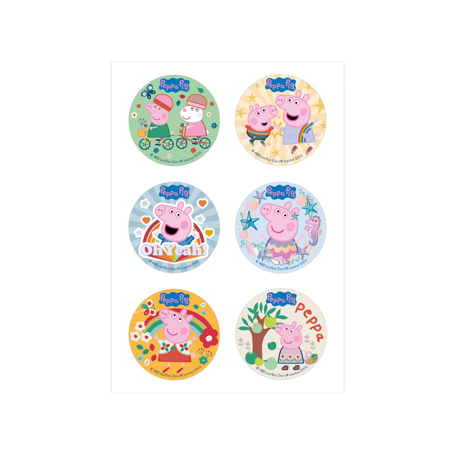 MIX DISCOS COMESTIBLES PEPPA PIG ZERO 6U Ø 5,8CM