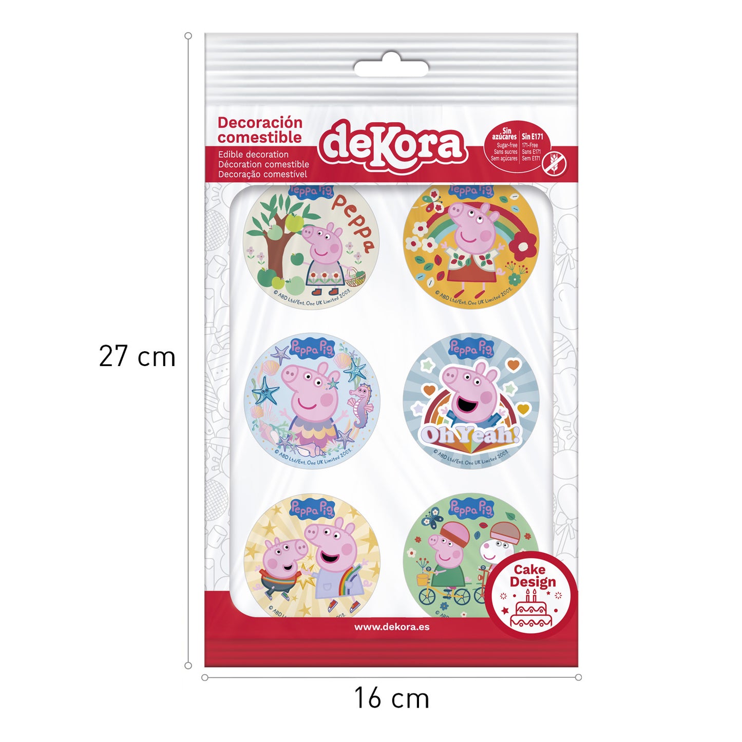 MIX DISCOS COMESTIBLES PEPPA PIG ZERO 6U Ø 5,8CM