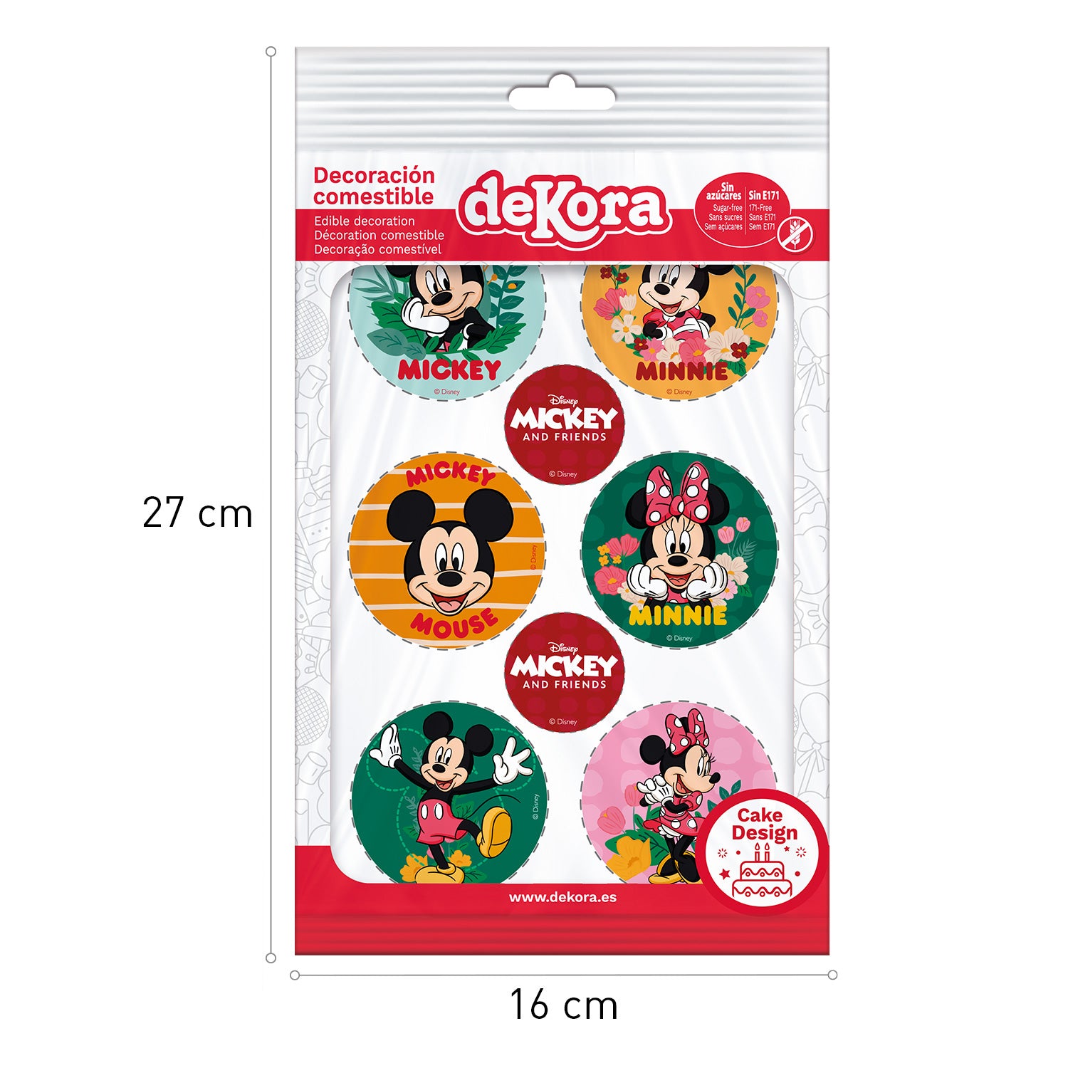 MIX DISCOS COMESTIBLES MICKEY & MINNIE ZERO 6U Ø 5,8CM A5
