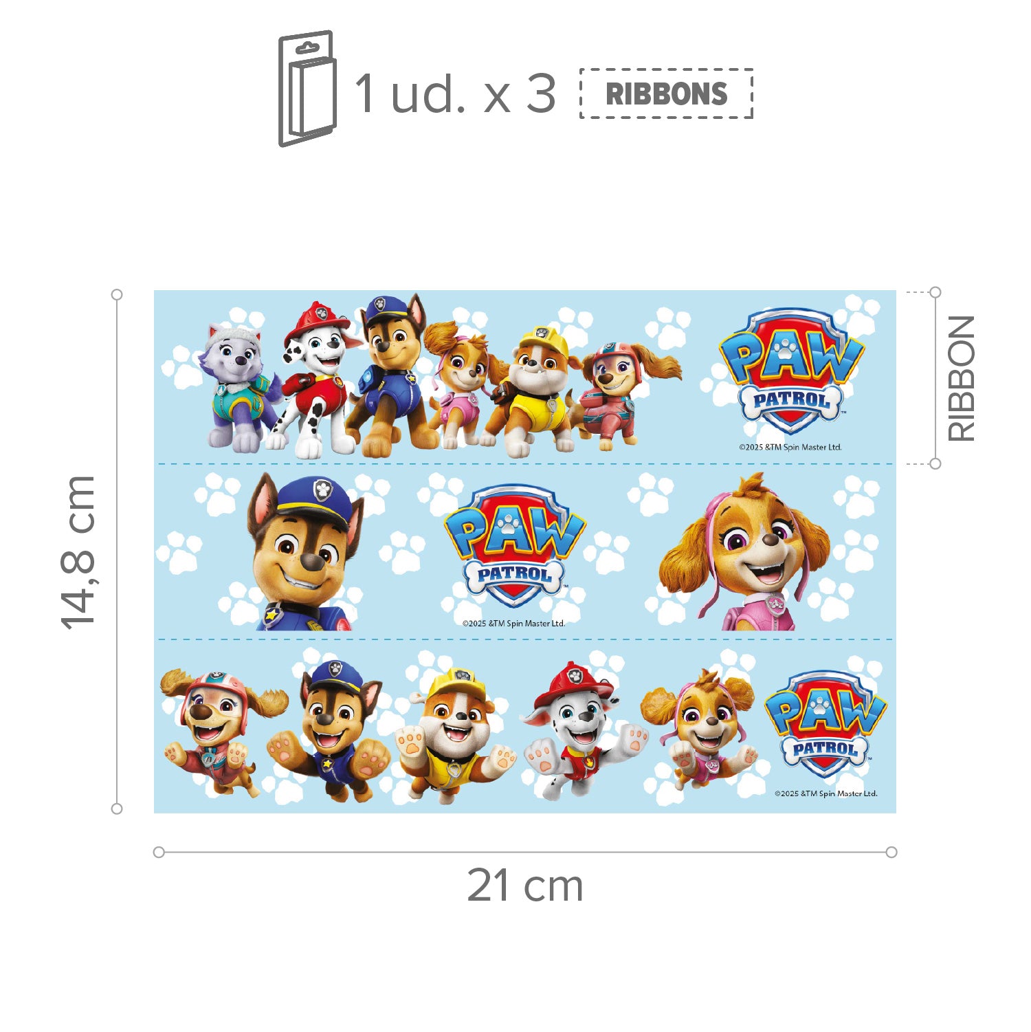RIBBONS FONDANT DECORAZIONE TORTE PAW PATROL A5 14,8X21CM