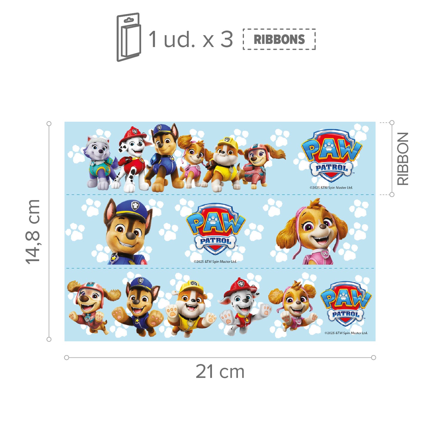 RIBBONS FONDANT DECORAZIONE TORTE PAW PATROL A5 14,8X21CM