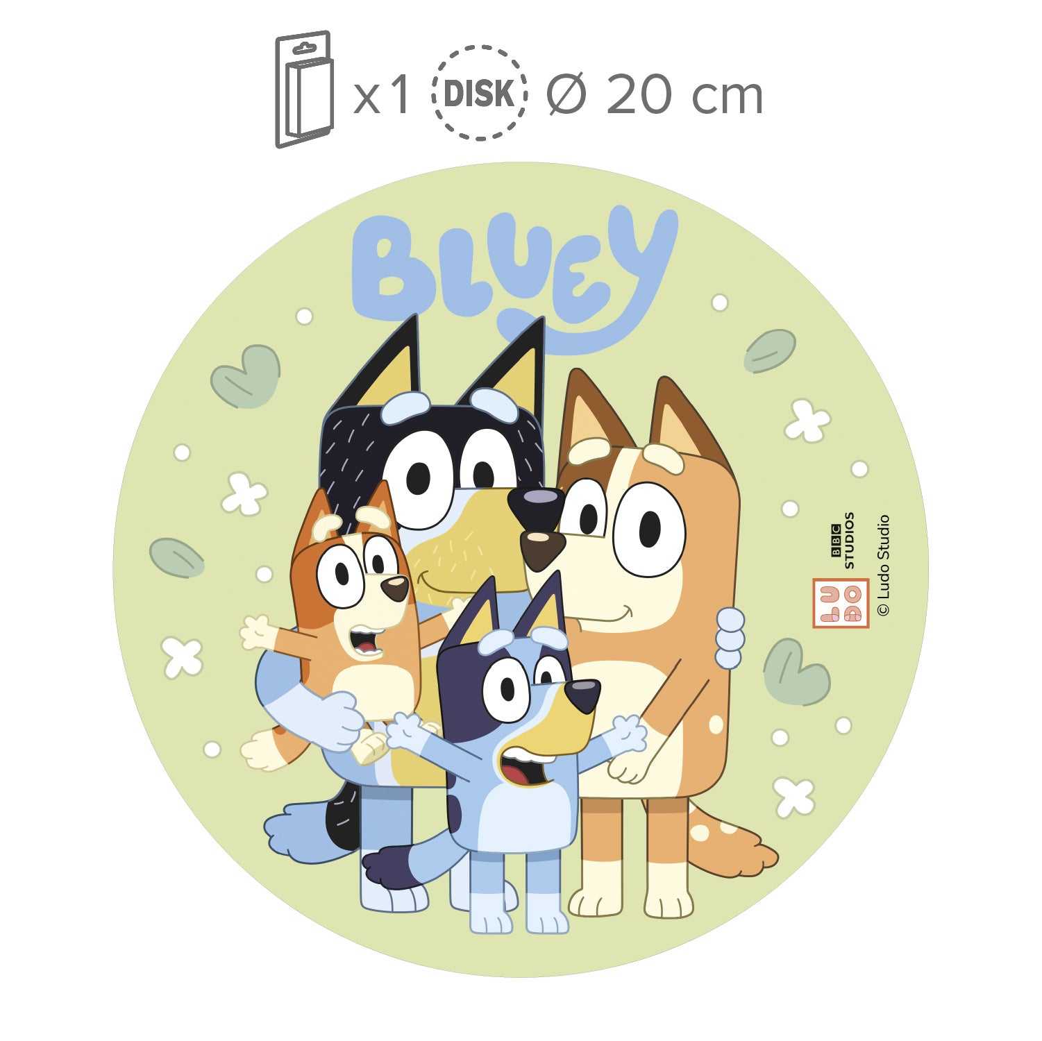 DISCOS COMMESTIBLES TORTA BLUEY E BINGO 20CM