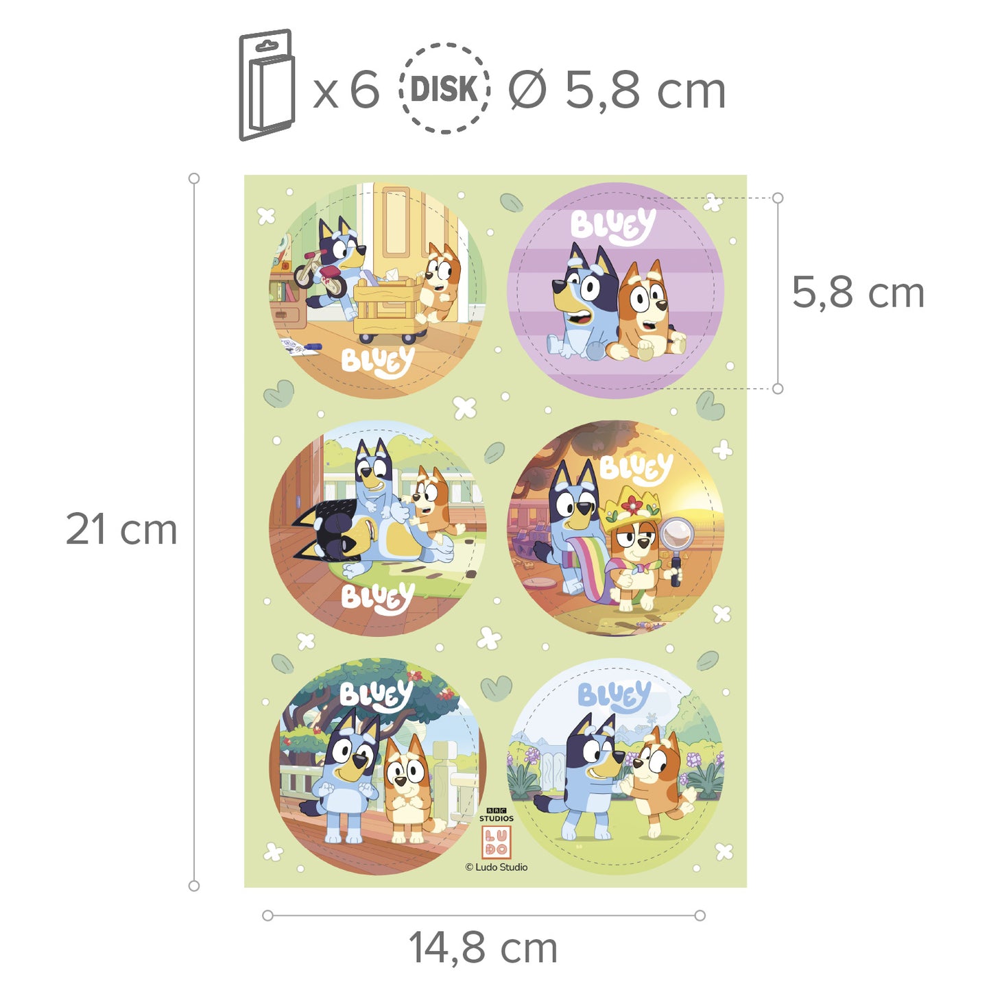 MIX DISCHI ALIMENTARI BLUEY E BINGO 6U Ø 5,8CM
