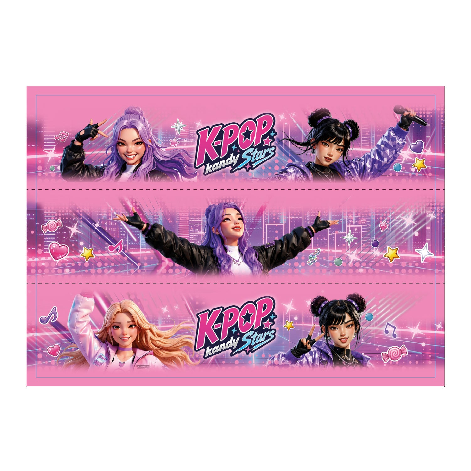 RIBBONS FONDANT DECORATION KPOP KANDY STARS A5 14,8X21CM