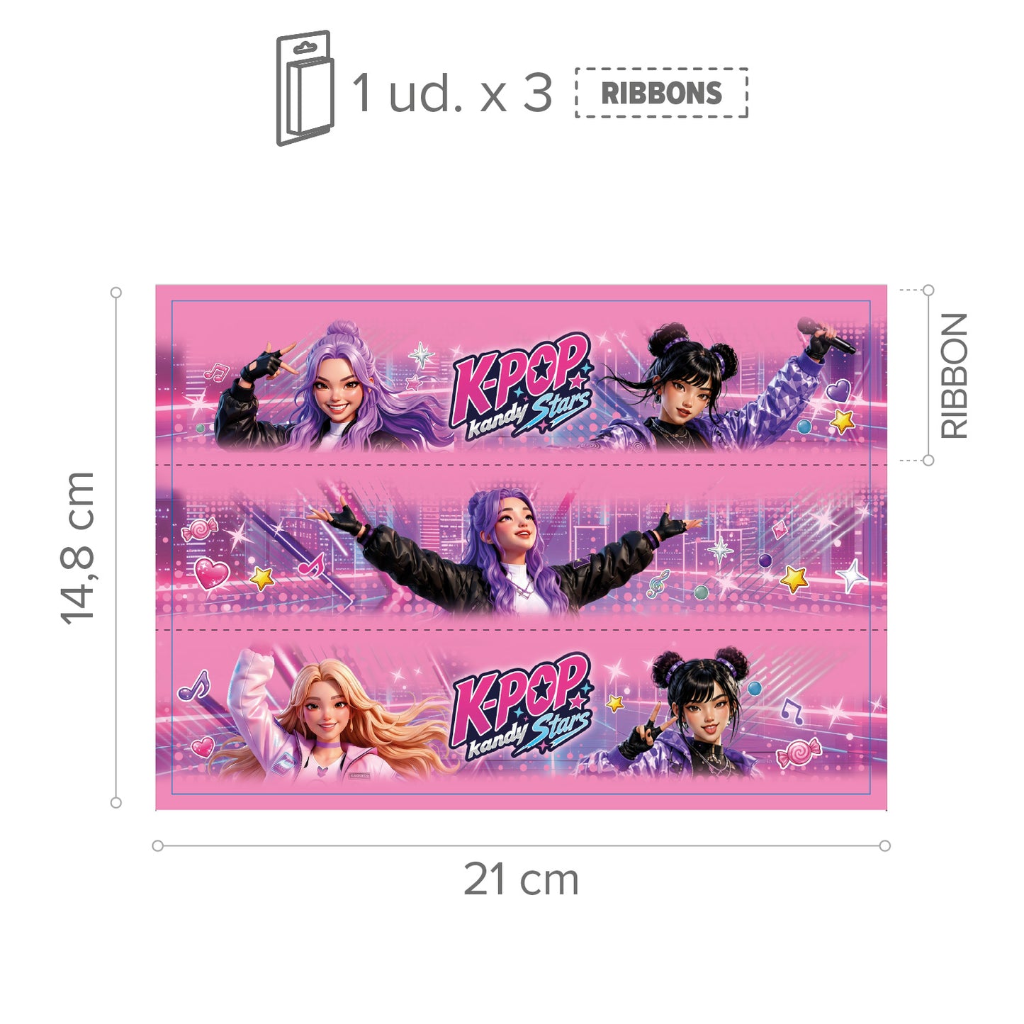 RIBBONS FONDANT DECORATION KPOP KANDY STARS A5 14,8X21CM