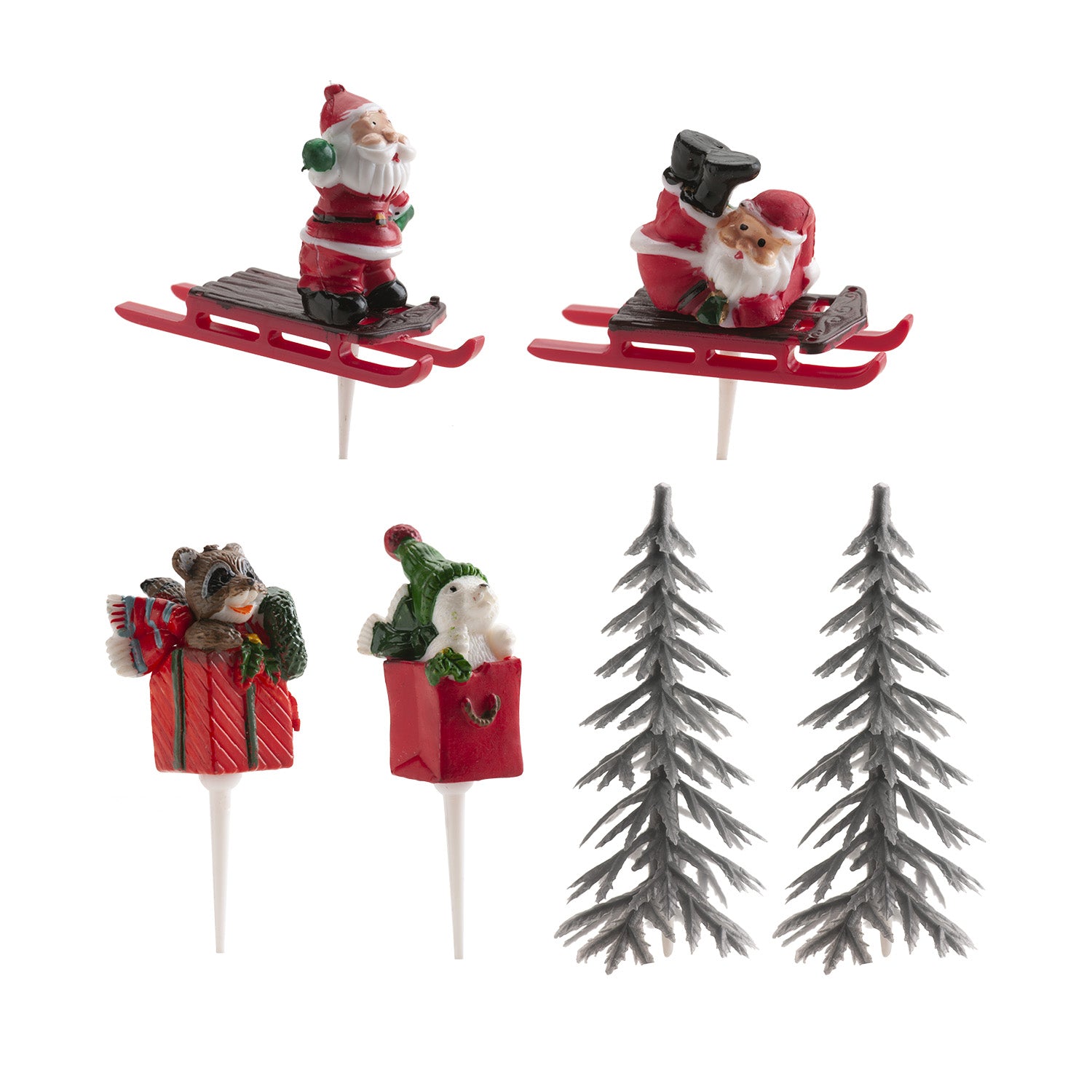 CAKE TOPPER PLASTIC FIGURE SILVER PINE, 6 PCS, 12 BAGS