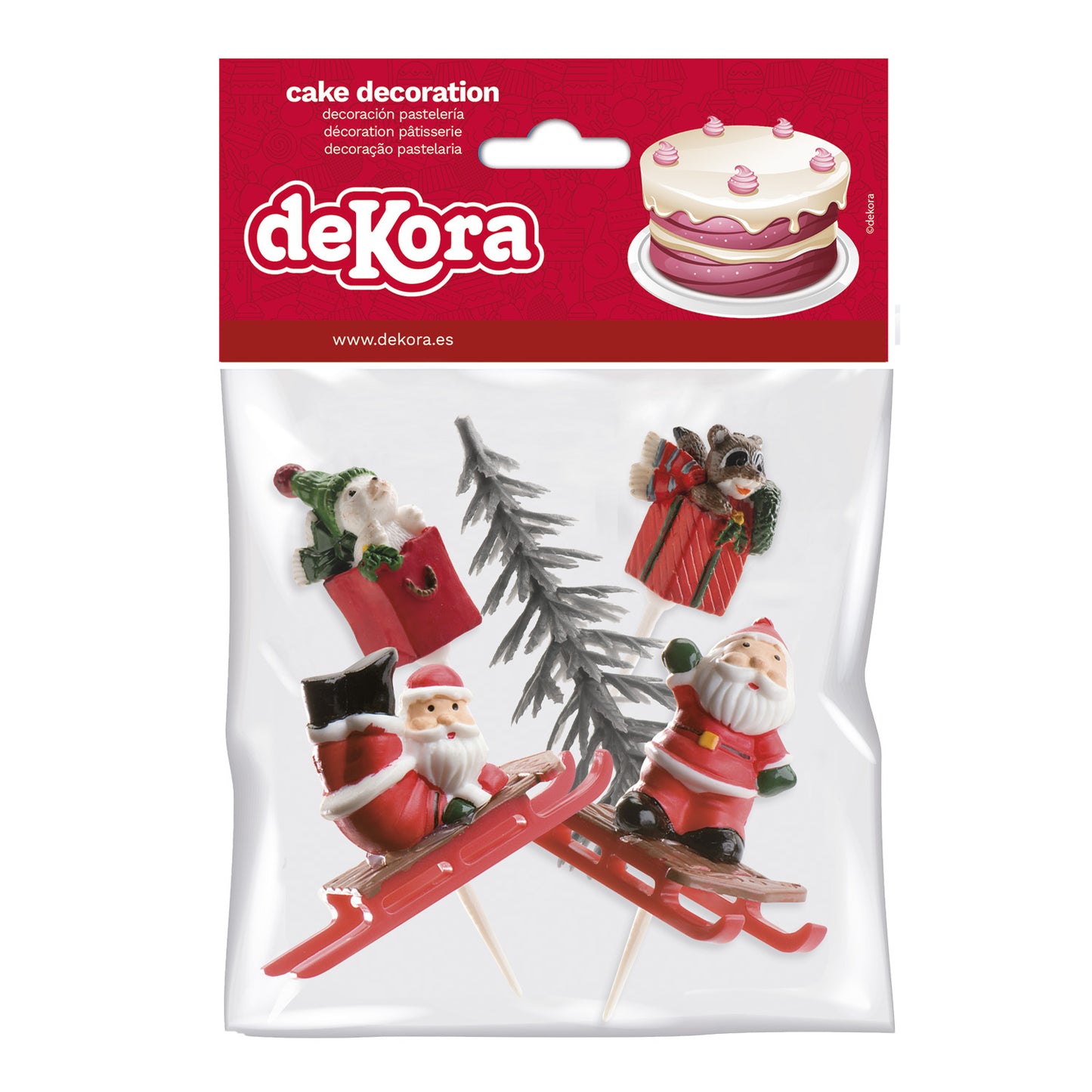 CAKE TOPPER PLASTIC FIGURE SILVER PINE, 6 PCS, 12 BAGS