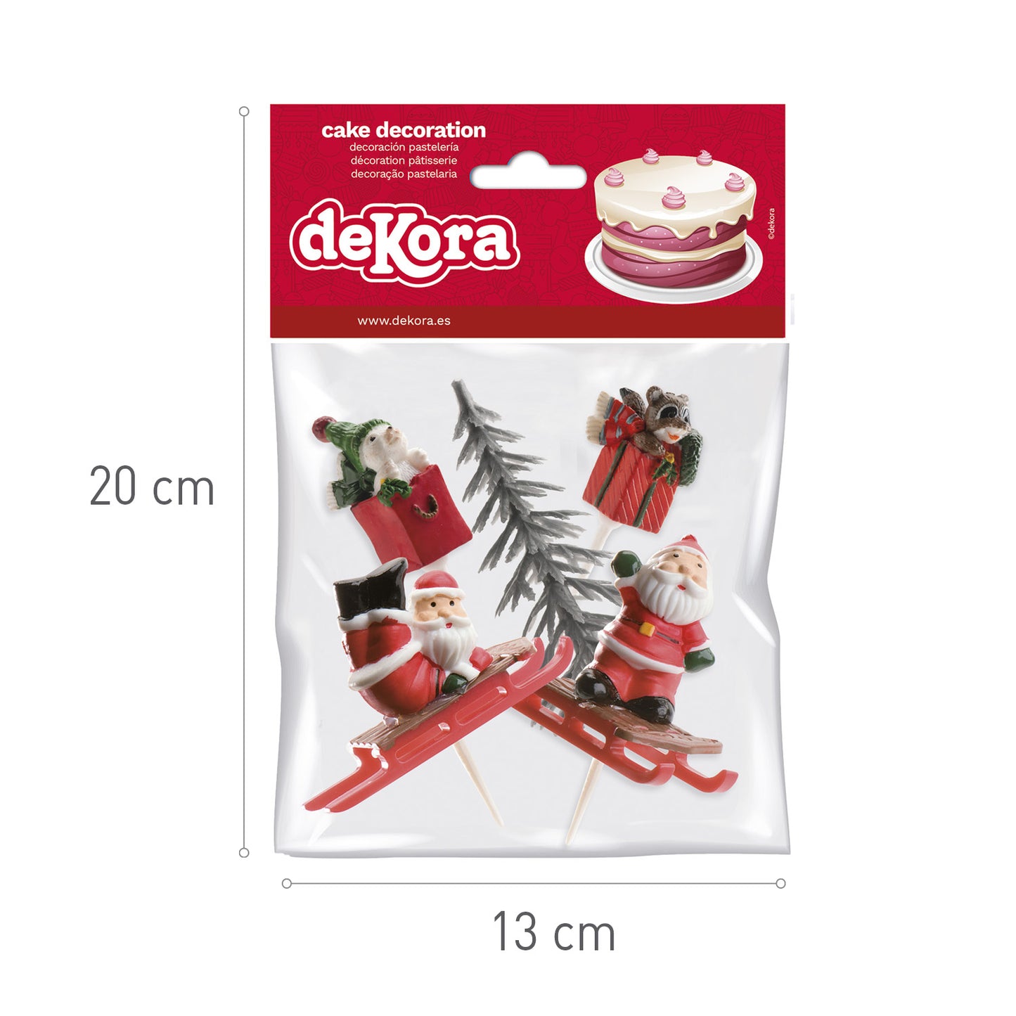 CAKE TOPPER PLASTIC FIGURE SILVER PINE, 6 PCS, 12 BAGS