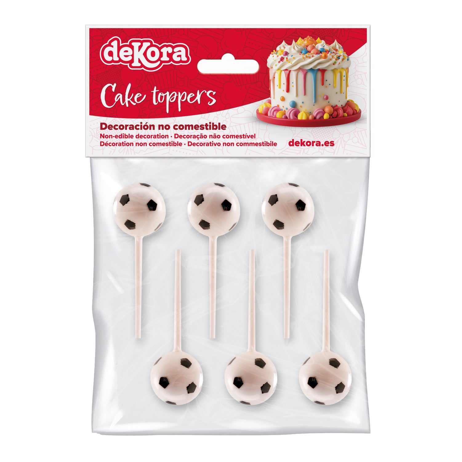 CAKE TOPPER PLASTIC FOOTBALL FIGURES 6 PCS, 12 BAGS