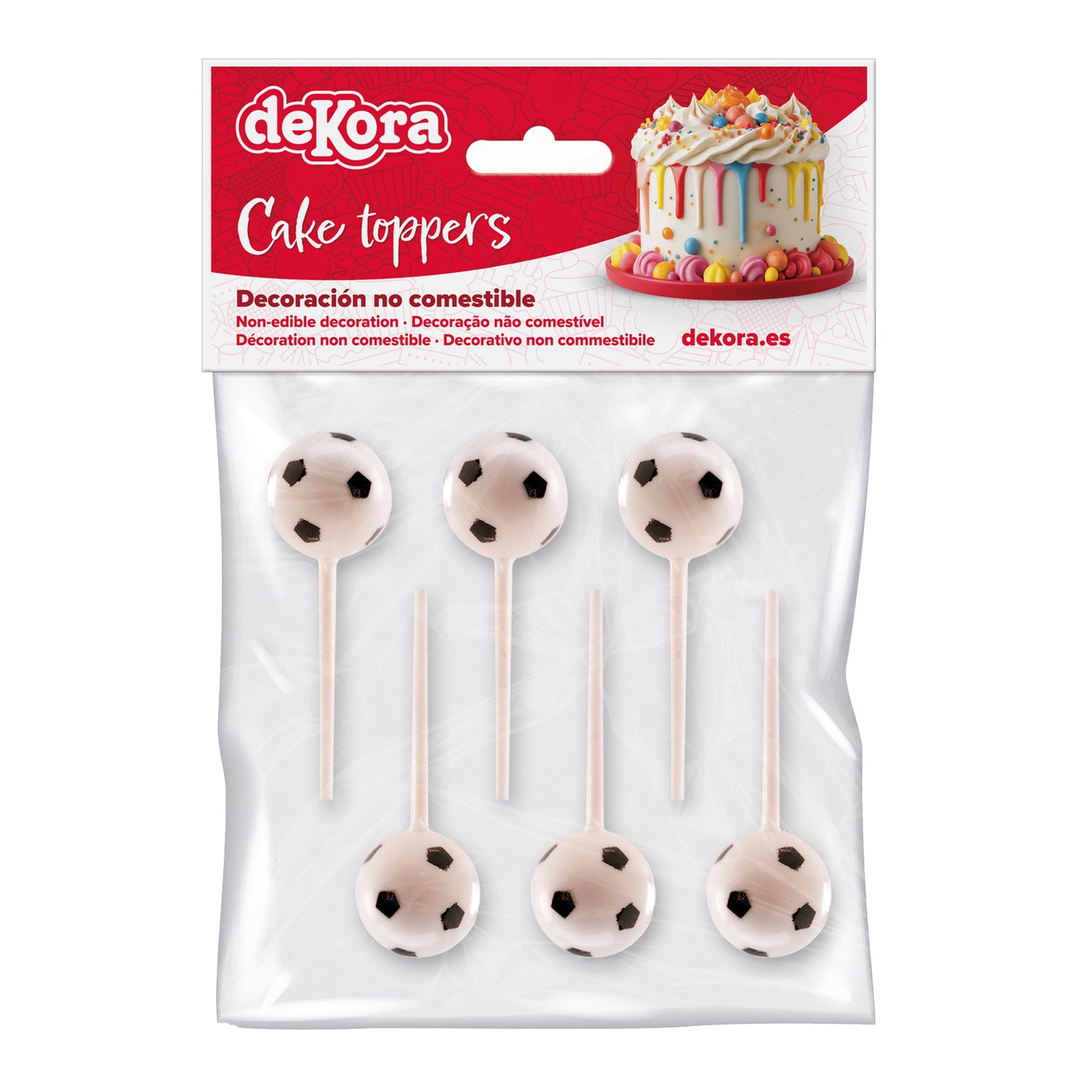 CAKE TOPPER PLASTIC FOOTBALL FIGURES 6 PCS, 12 BAGS