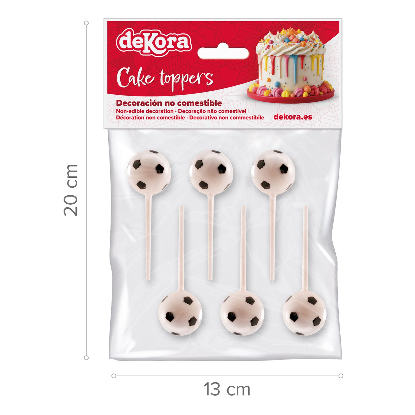 CAKE TOPPER PLASTIC FOOTBALL FIGURES 6 PCS, 12 BAGS