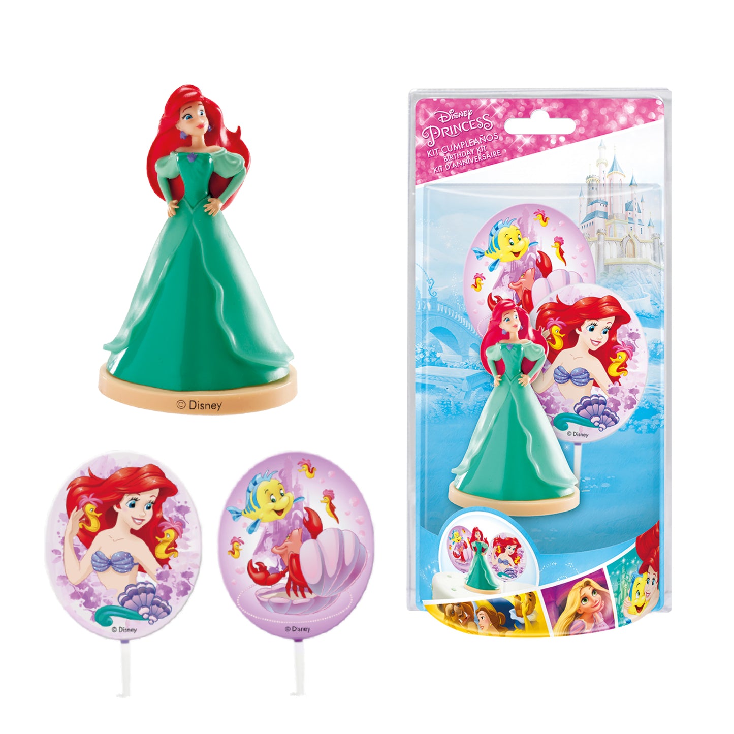 KIT PVC AVEC TOPPERS "PRINCESSE ARIEL" DECOR DE GÂTEU