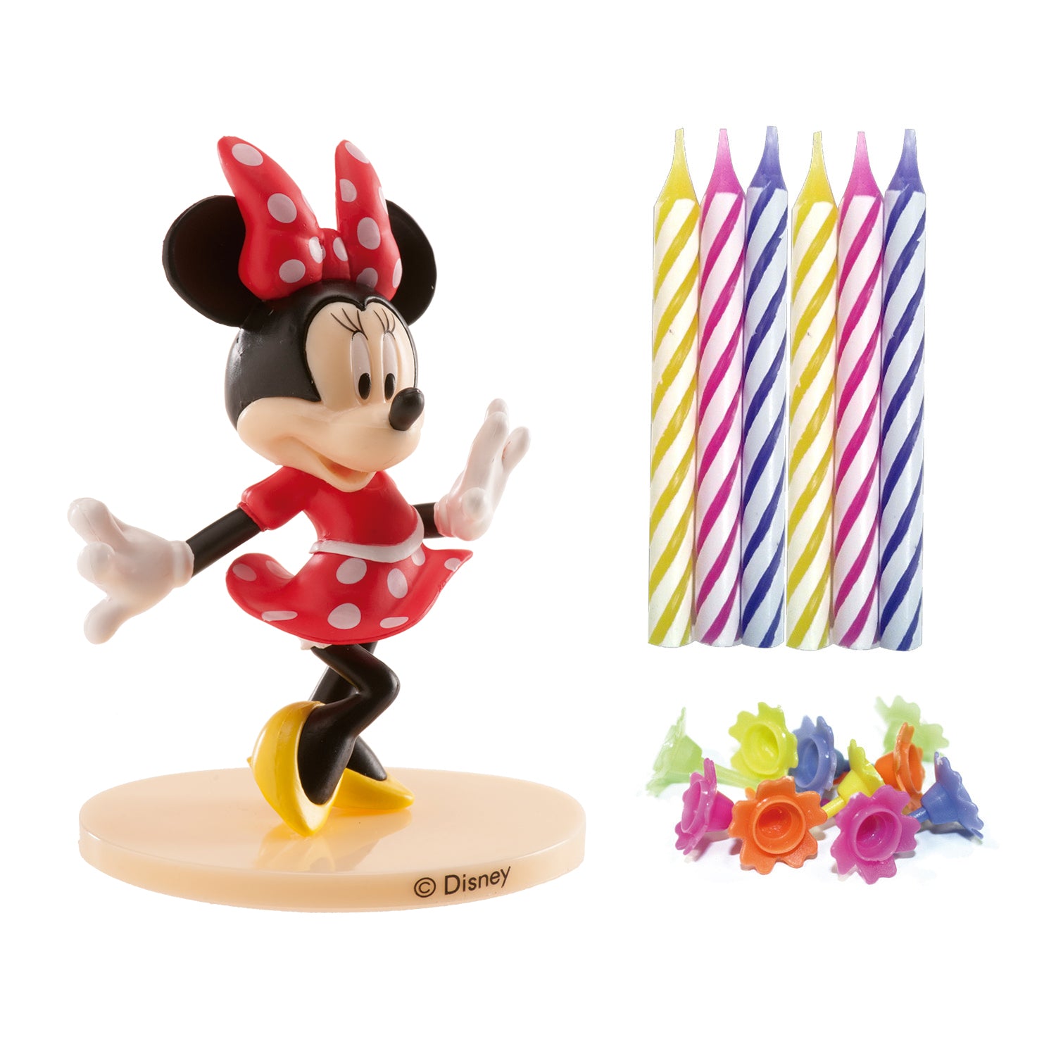 KIT PVC RETAIL MINNIE MOUSE CON 10 CANDELE PER DECORARE LE TORTE