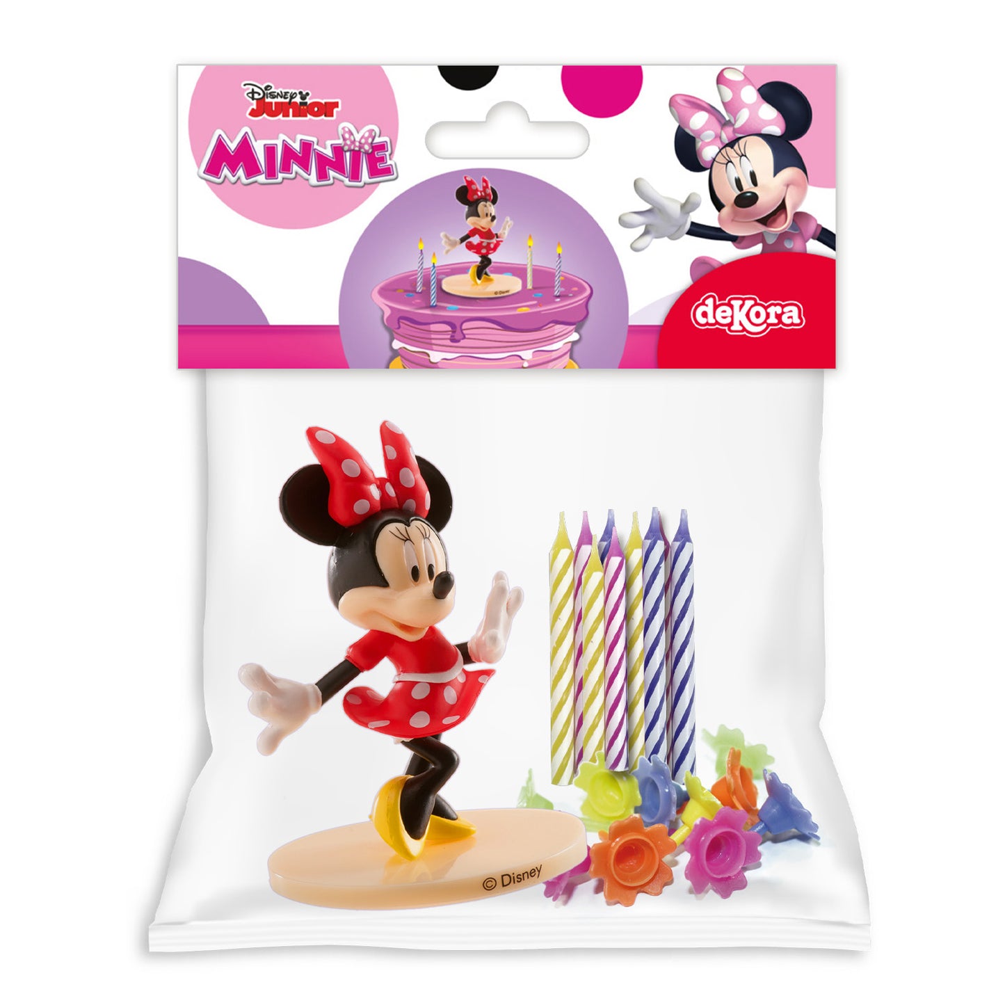 KIT PVC RETAIL MINNIE MOUSE COM 10 VELAS PARA DECORAR BOLOS