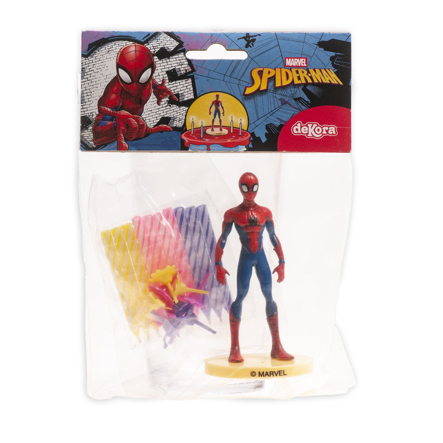 KIT PVC RETAIL SPIDERMAN CON 10 VELAS PARA DECORAR TARTAS