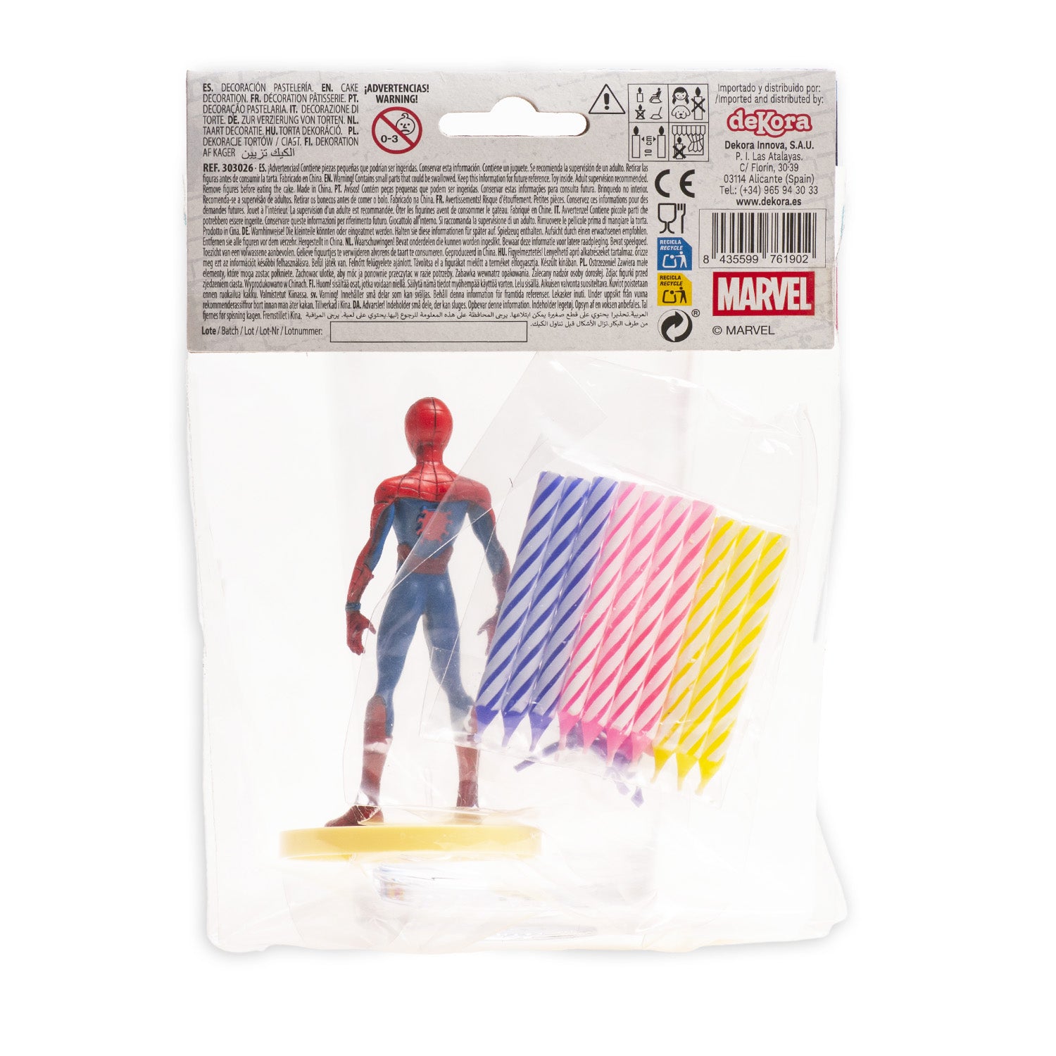 KIT PVC RETAIL SPIDERMAN CON 10 VELAS PARA DECORAR TARTAS