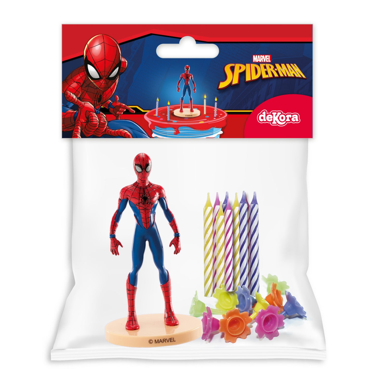 KIT PVC RETAIL SPIDERMAN CON 10 VELAS PARA DECORAR TARTAS