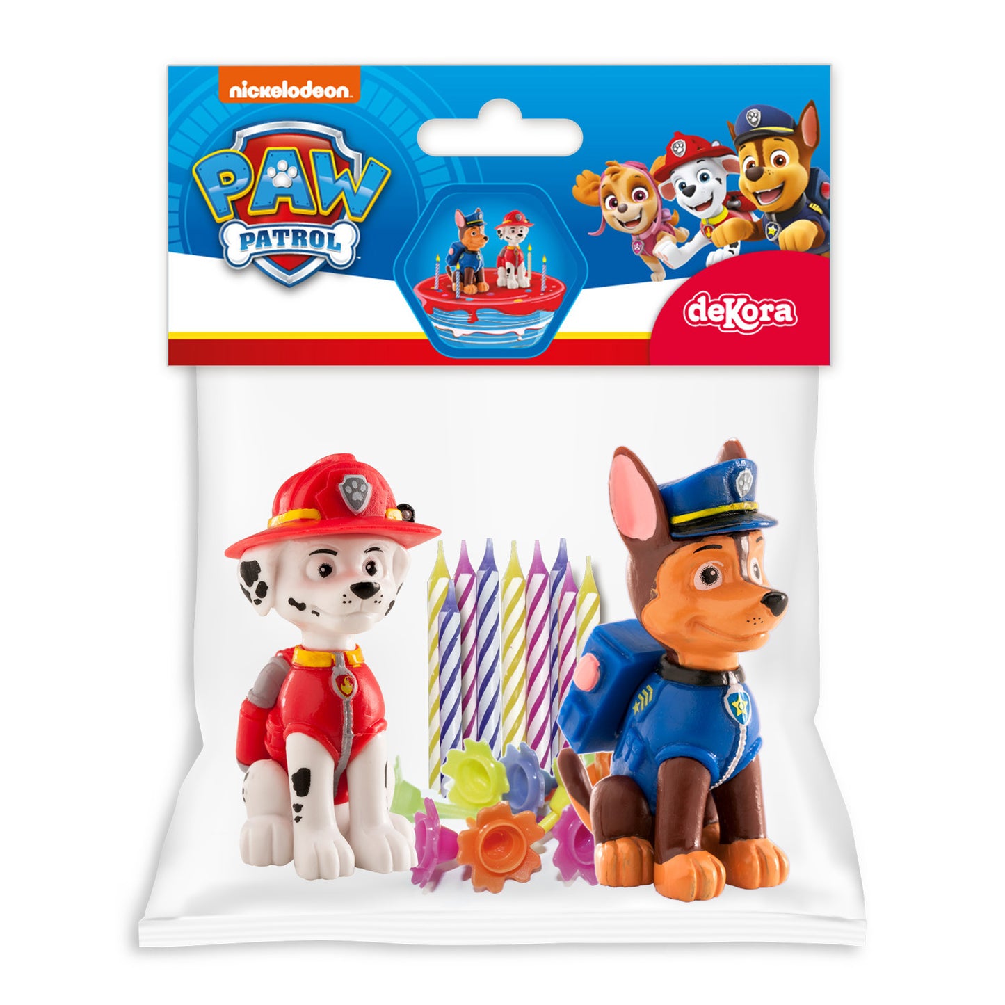 KIT PVC RETAIL PAW PATROL CON 10 CANDELE PER DECORARE LE TORTE