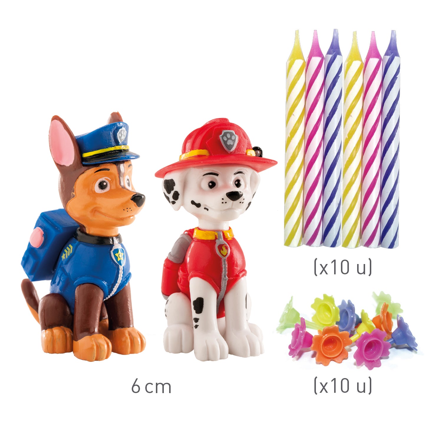 KIT PVC RETAIL PAW PATROL AVEC 10 BOUGIES POUR DÉCORER LES GÂTEAUX