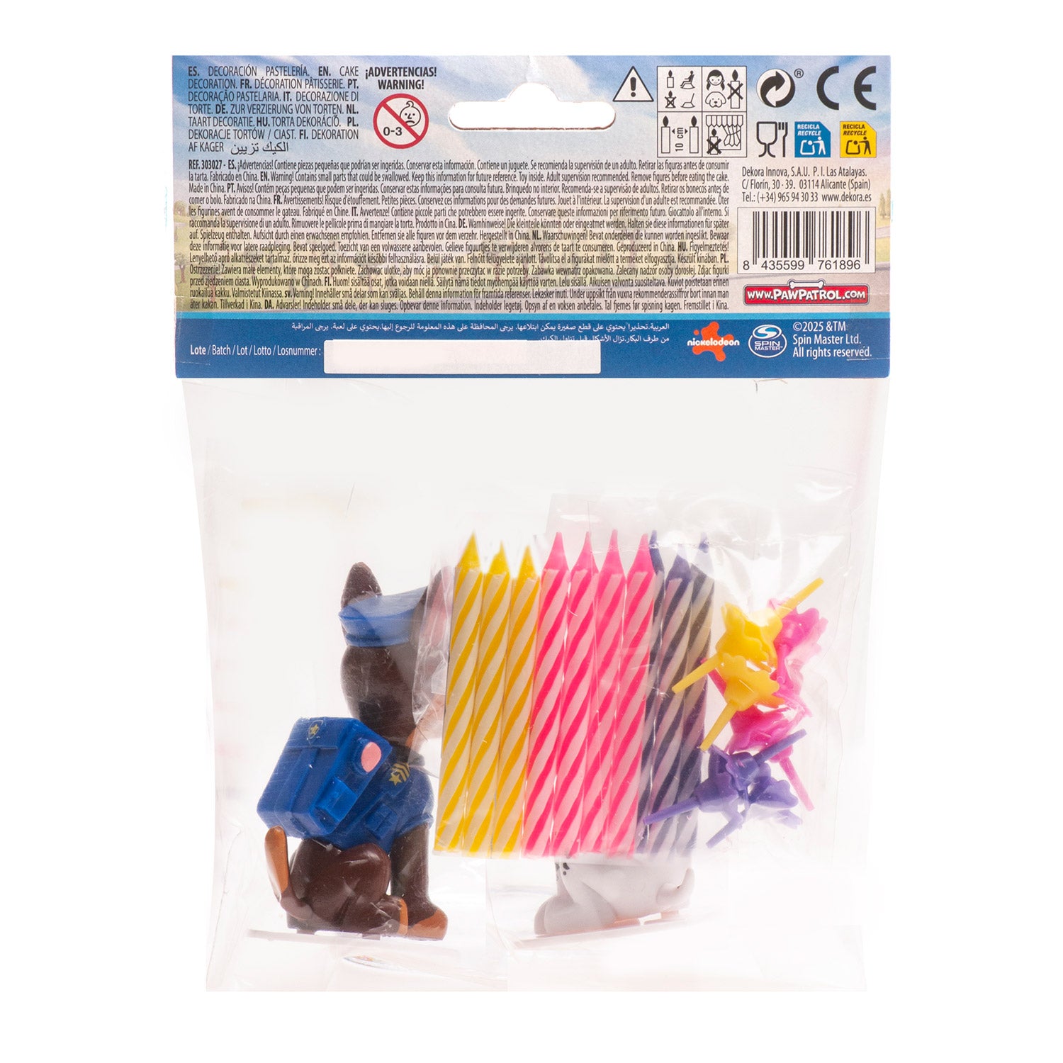 KIT PVC RETAIL PAW PATROL AVEC 10 BOUGIES POUR DÉCORER LES GÂTEAUX