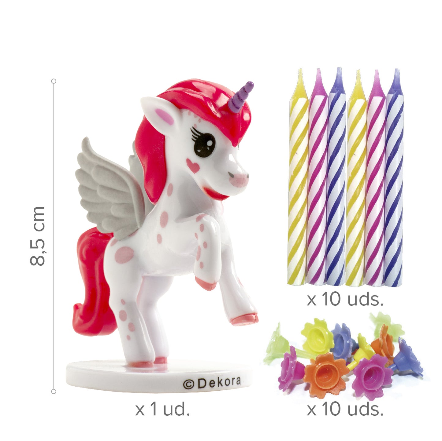 PVC RETAIL KIT UNICORN WITH 10 CANDLES TO DECORATE CAKES