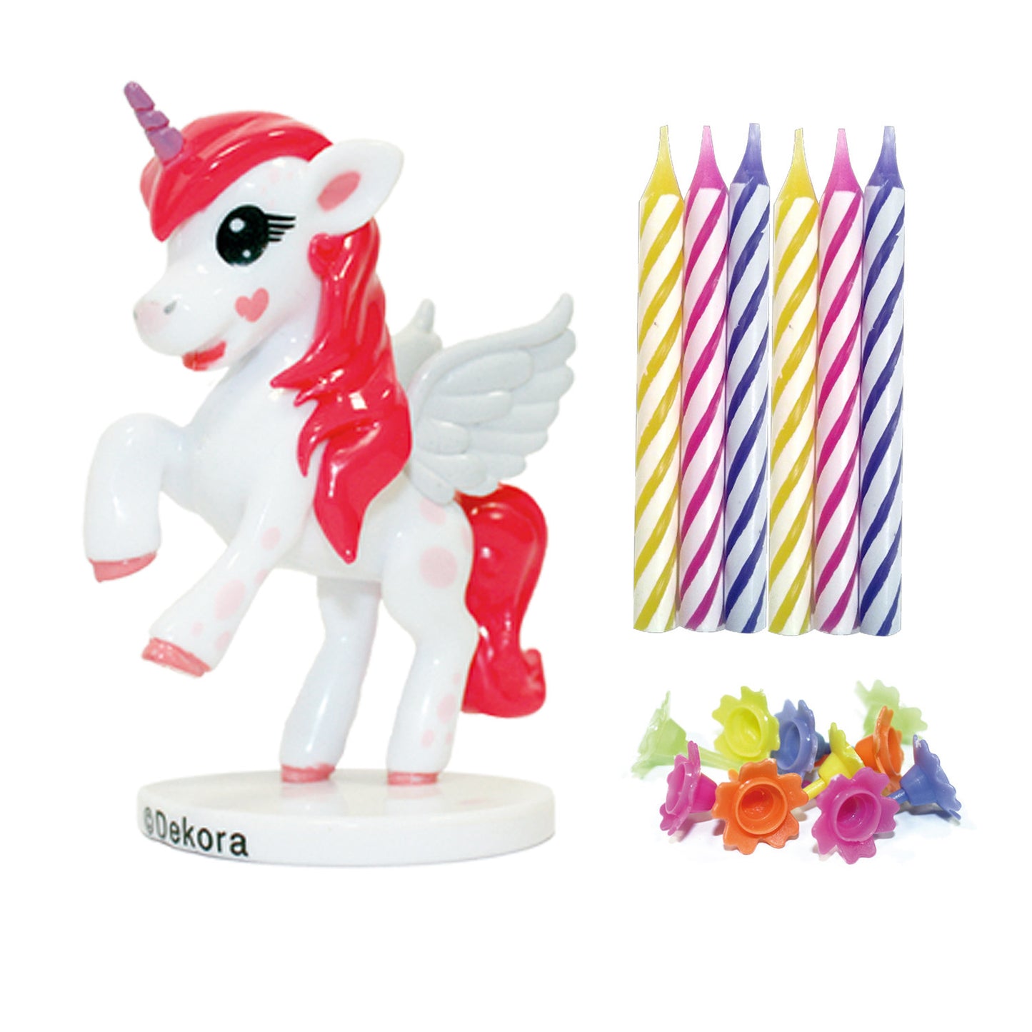KIT PVC RETAIL UNICORNIO CON 10 VELAS PARA DECORAR TARTAS