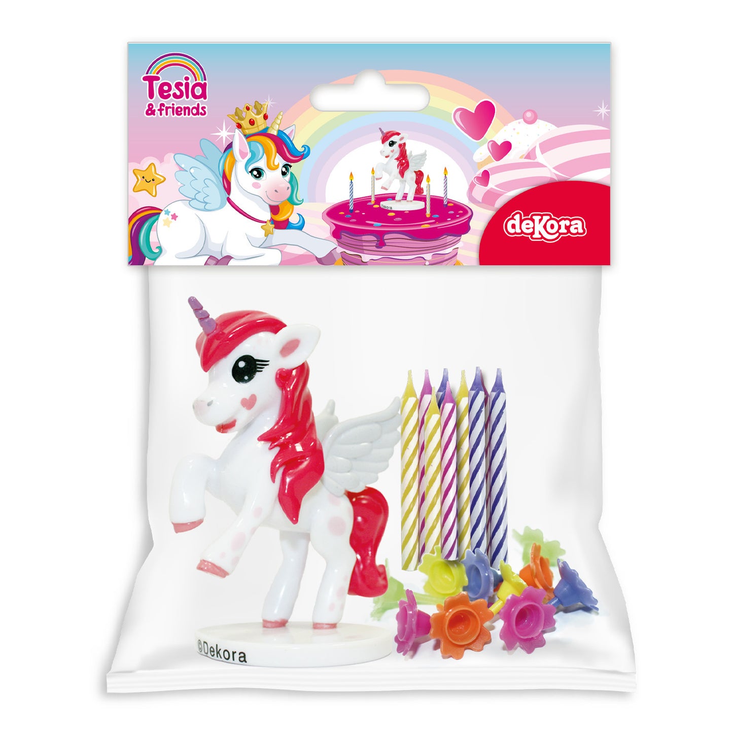 KIT PVC RETAIL UNICORNIO CON 10 VELAS PARA DECORAR TARTAS