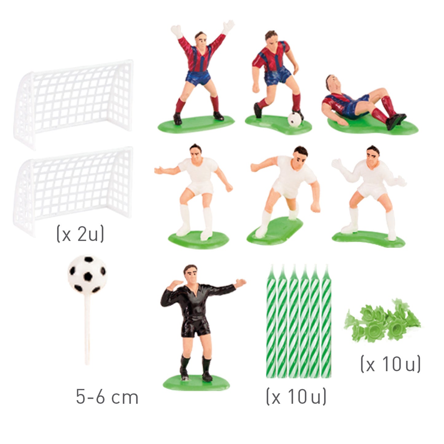 KIT PVC FÚTBOL CON 10 VELAS + BASES PARA DECORAR TARTAS