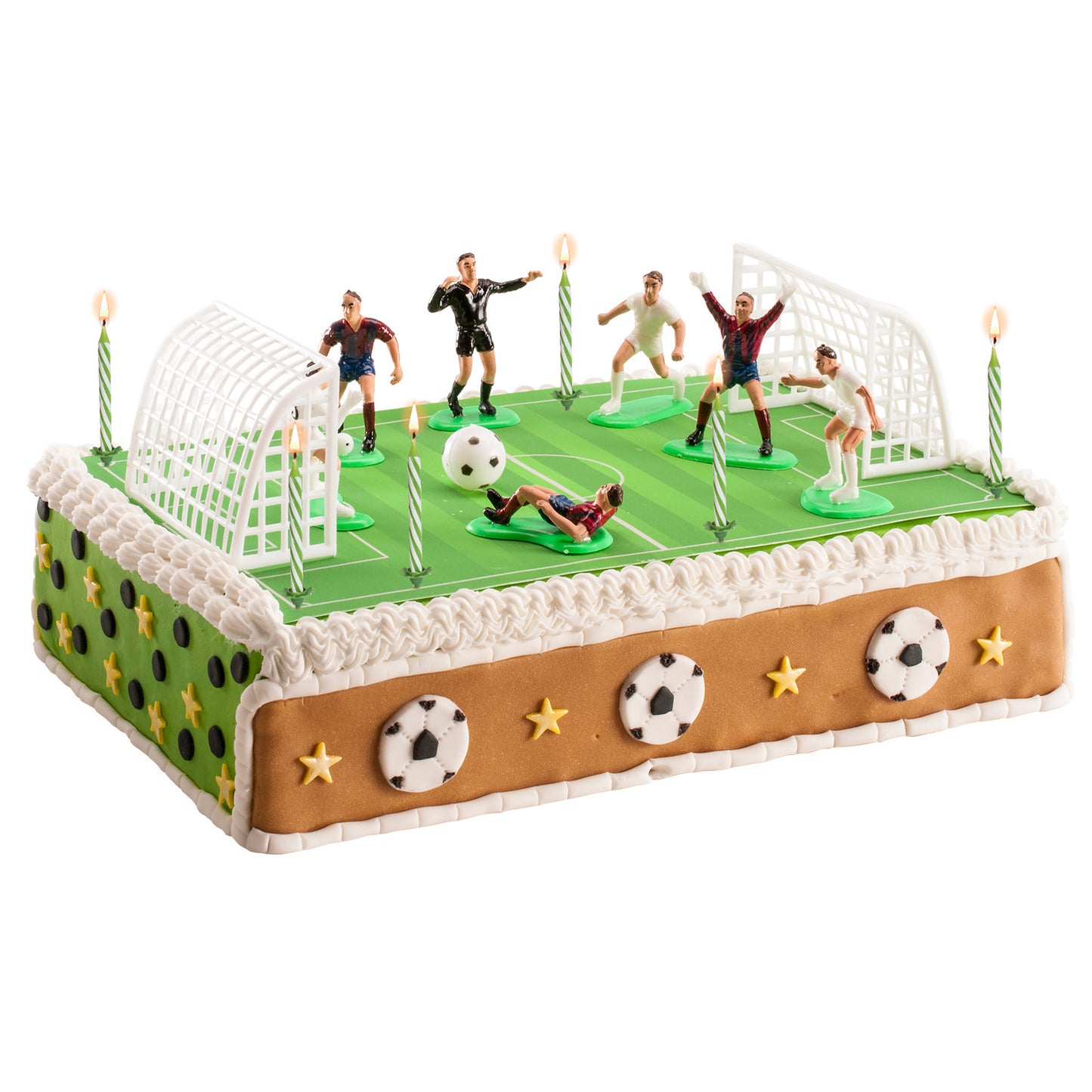 KIT PVC FÚTBOL CON 10 VELAS + BASES PARA DECORAR TARTAS