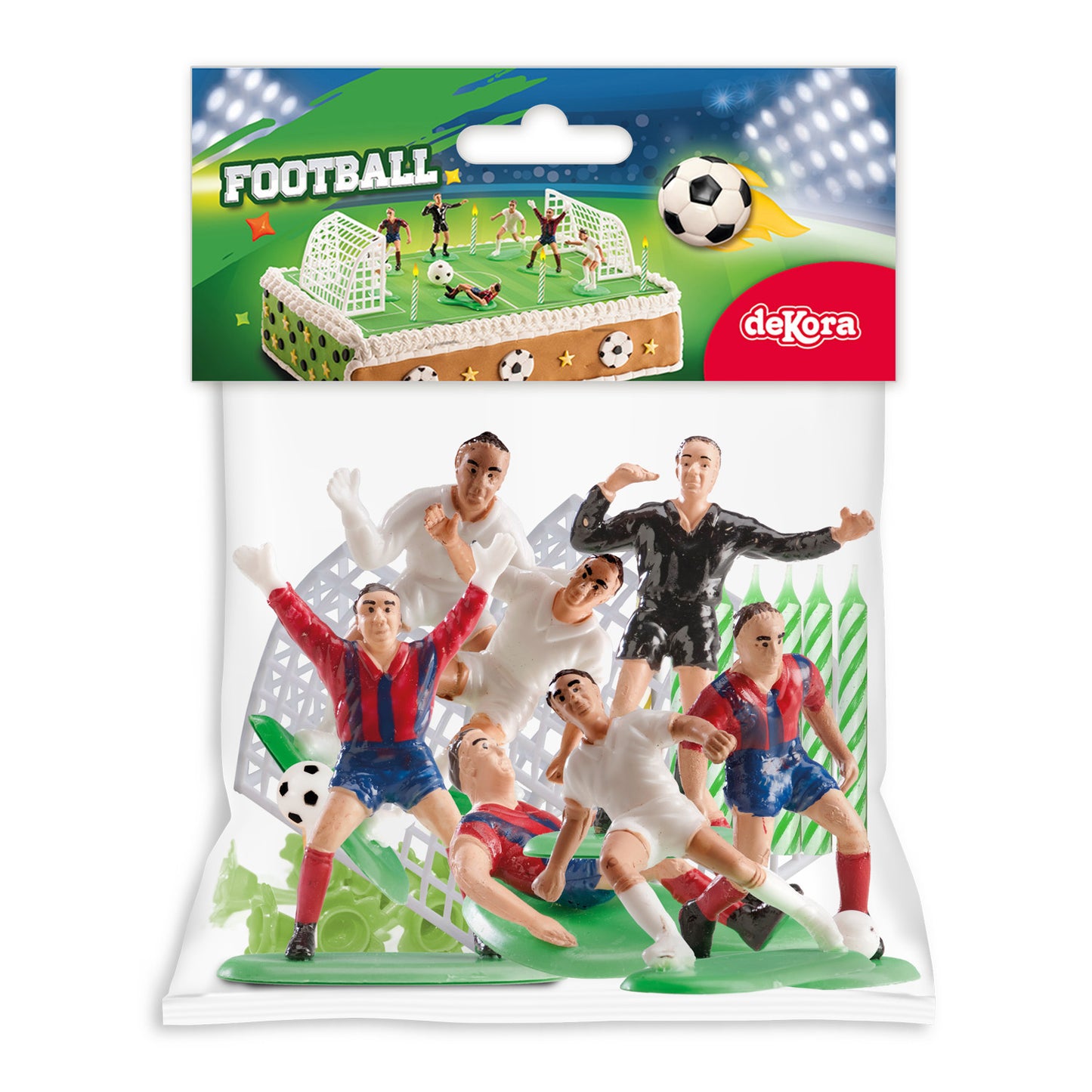 KIT PVC FÚTBOL CON 10 VELAS + BASES PARA DECORAR TARTAS