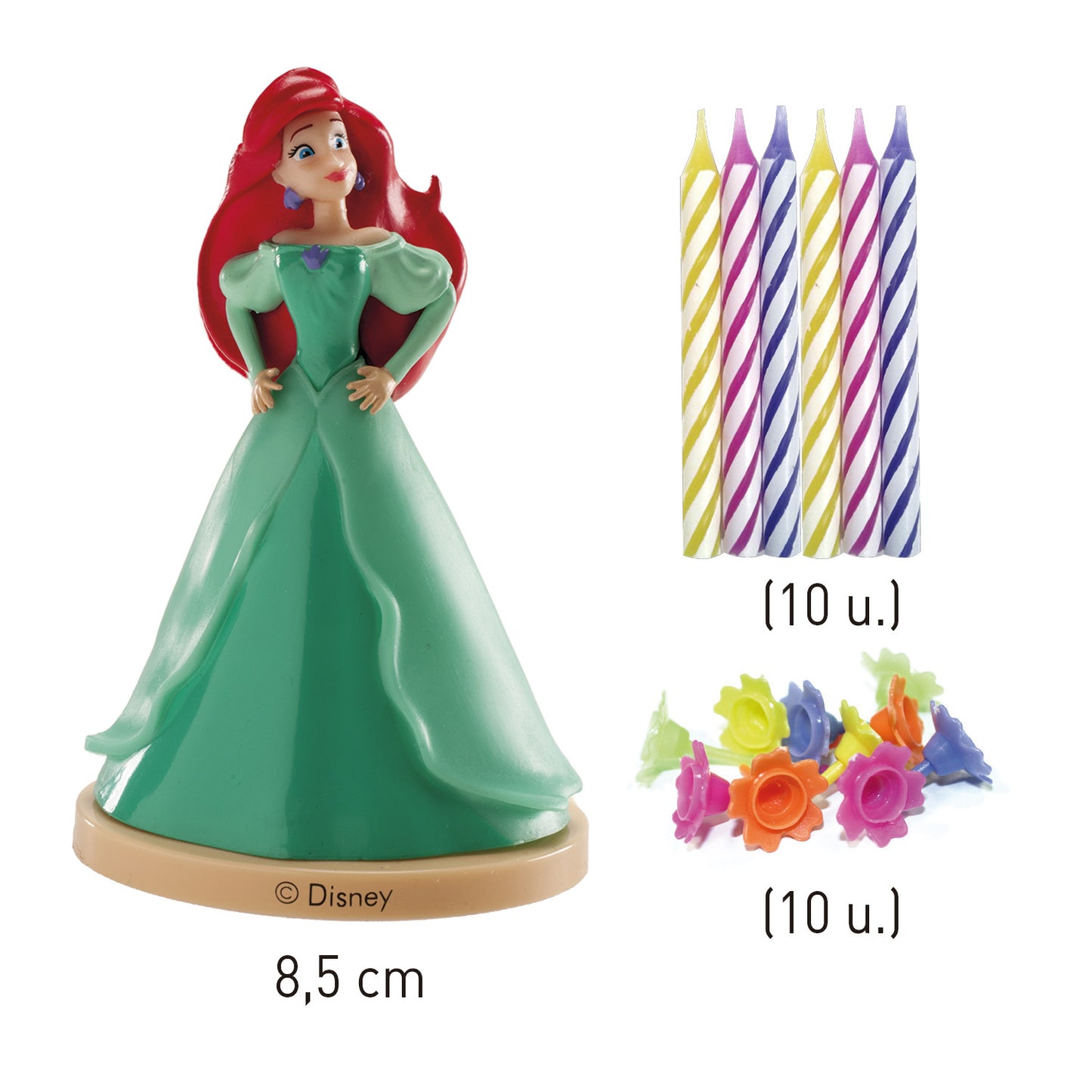 KIT PVC RETAIL ARIEL AVEC 10 BOUGIES POUR DÉCORER LES GÂTEAUX