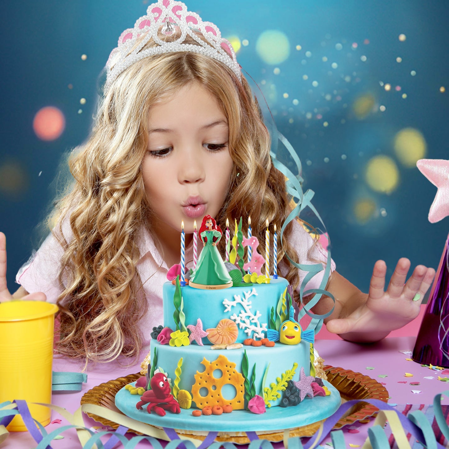 KIT PVC RETAIL ARIEL CON 10 CANDELE PER DECORARE LE TORTE