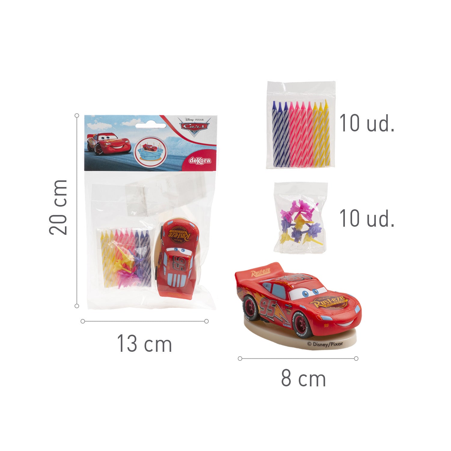 KIT PVC RETAIL CARS CON 10 VELAS PARA DECORAR TARTAS