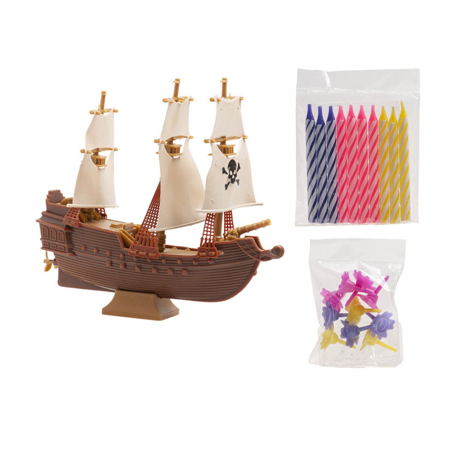 KIT PVC RETAIL PIRATES AVEC 10 BOUGIES POUR DÉCORER LES GÂTEAUX