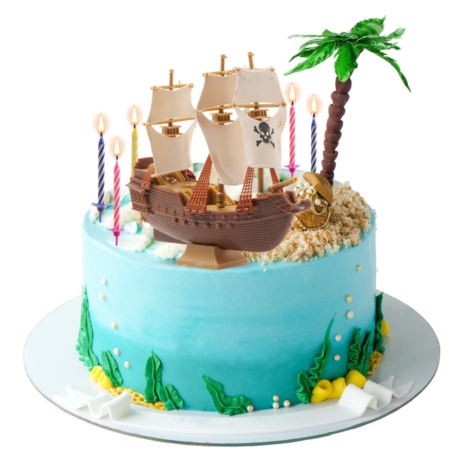KIT PVC RETAIL PIRATES AVEC 10 BOUGIES POUR DÉCORER LES GÂTEAUX