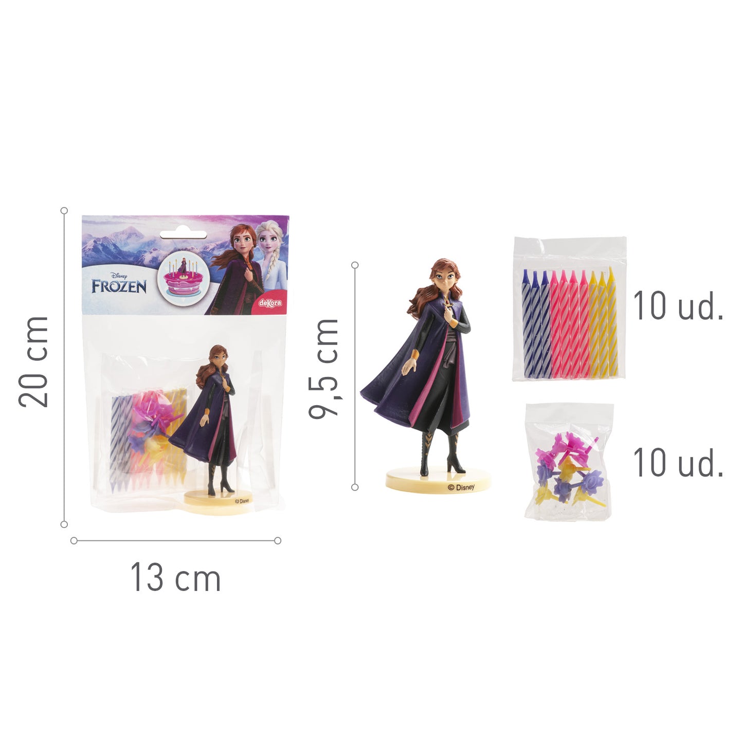 KIT PVC RETAIL ANNA COM 10 VELAS PARA DECORAR BOLOS