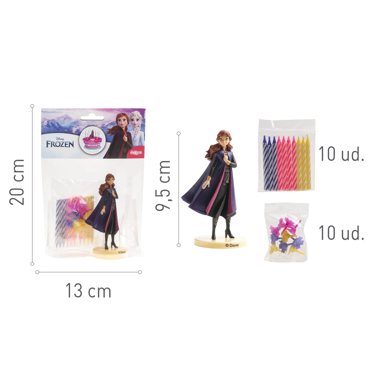 KIT PVC RETAIL ANNA COM 10 VELAS PARA DECORAR BOLOS