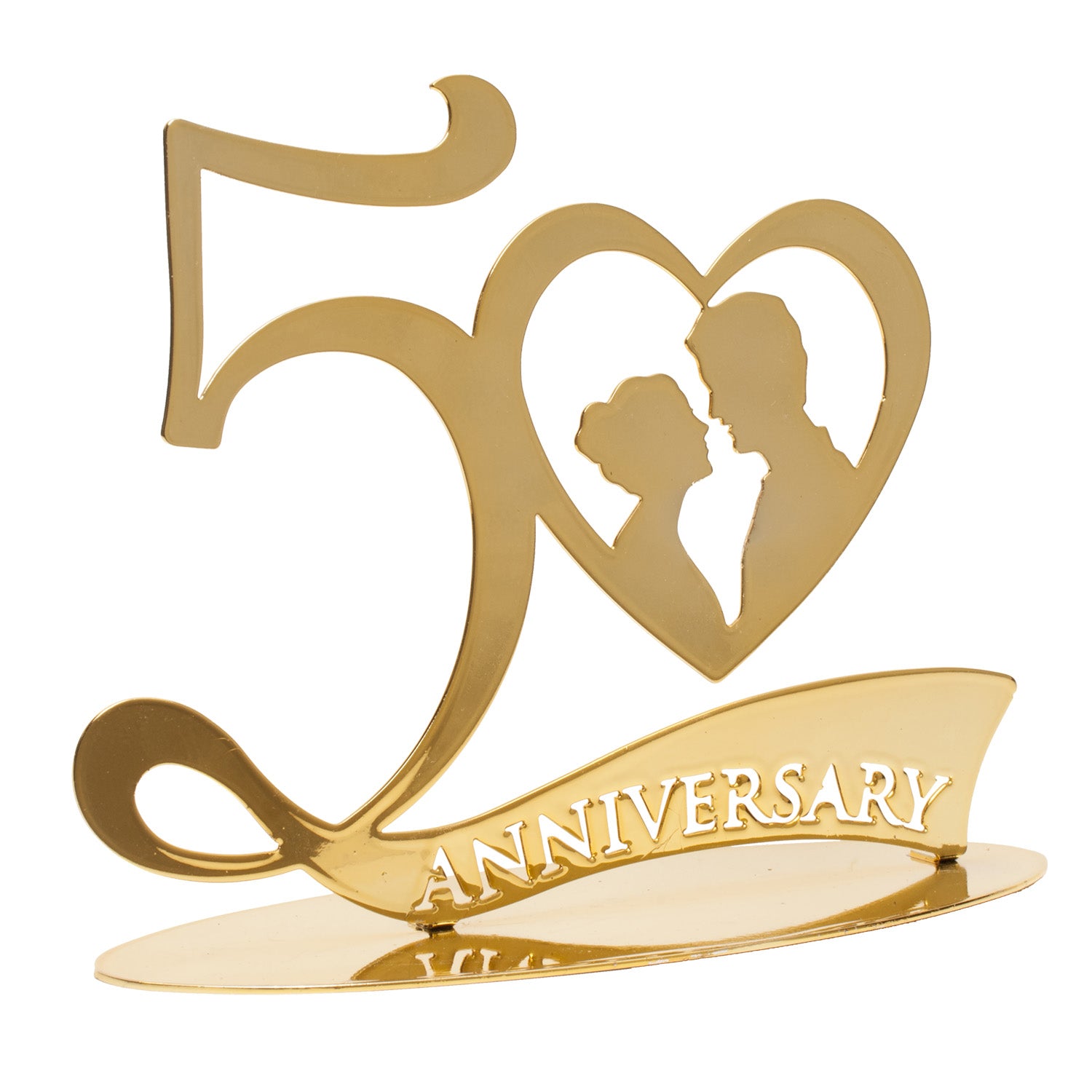 TOPPER PARA TARTAS 50 ANIVERSARIO METAL ORO 20X16 CM