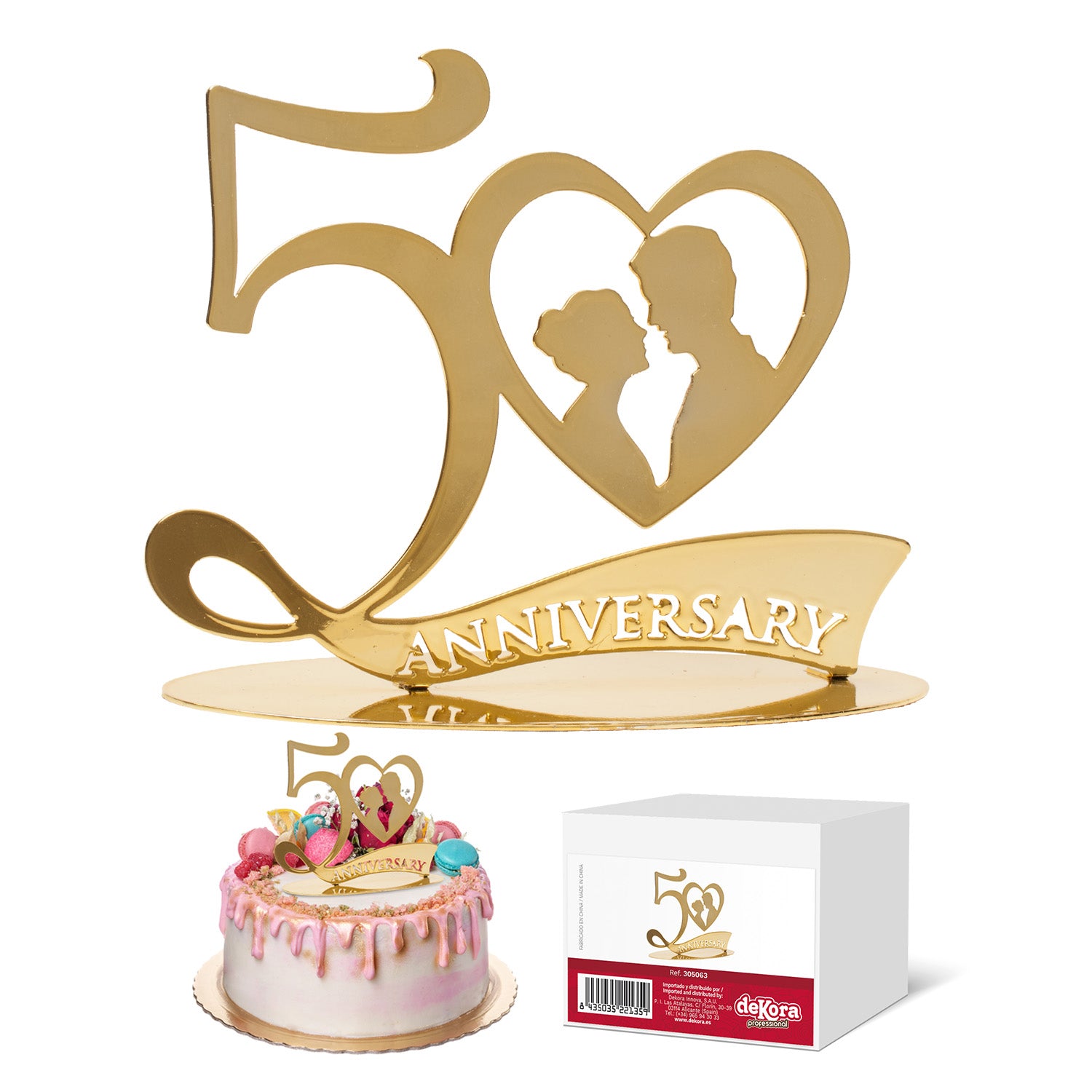 50 ANNIVERSARIO METALLO ORO 20X16CM