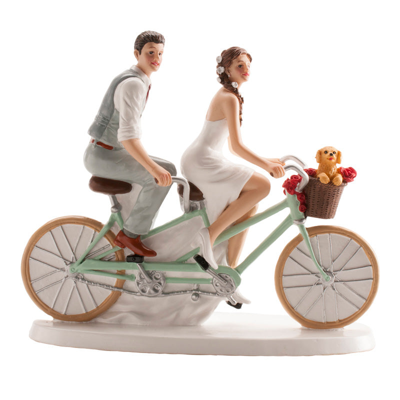COPPIA DI SPOSI IN BICICLETTA 18X15CM