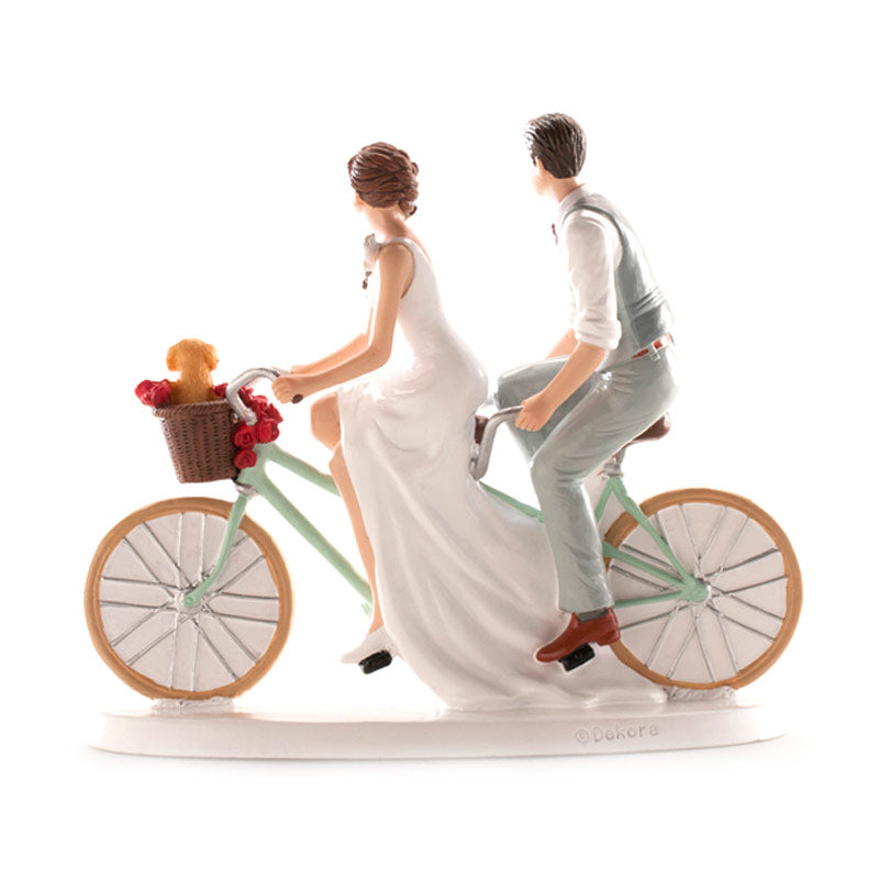 COPPIA DI SPOSI IN BICICLETTA 18X15CM