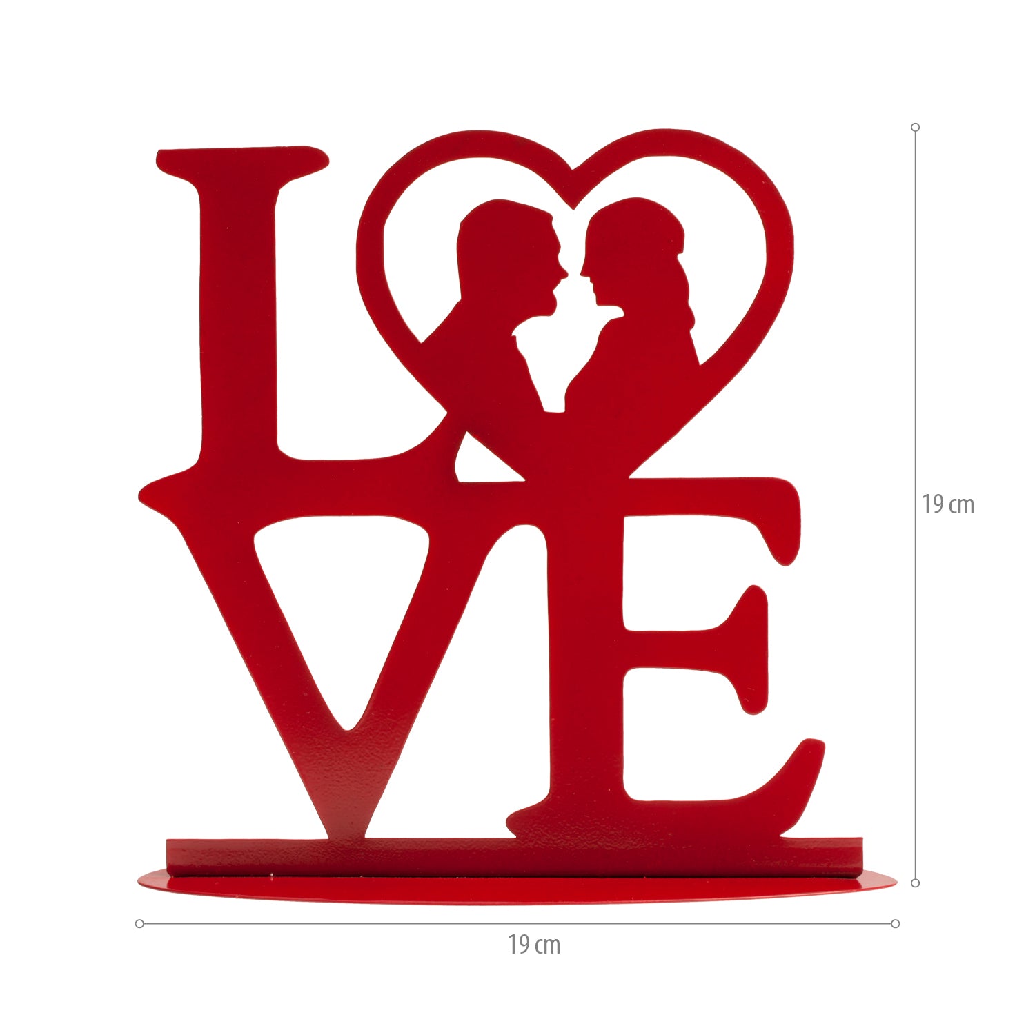 TOPPER PARA TARTA BODA "LOVE" METAL ROJO 19X19 CM