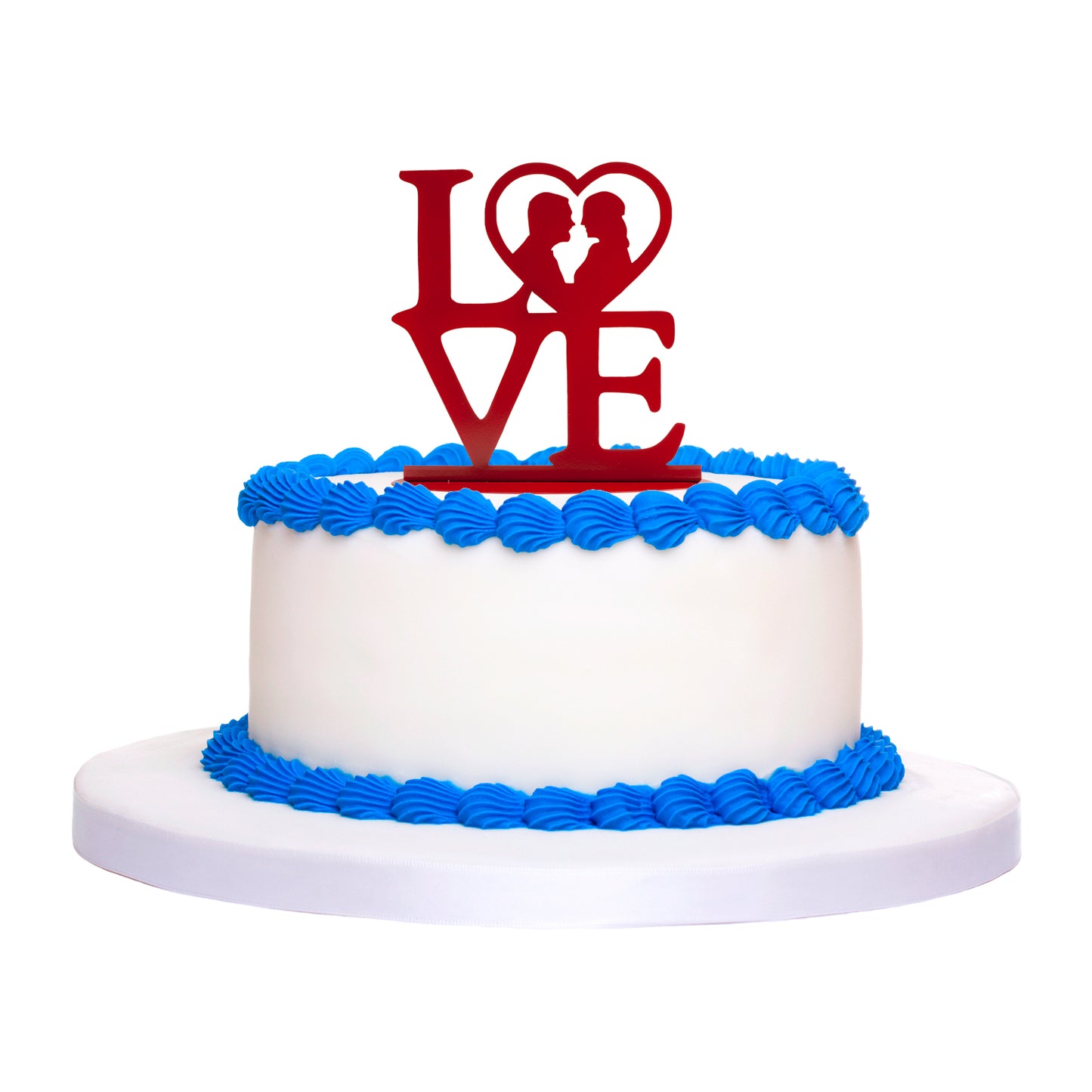 TOPPER PARA TARTA BODA "LOVE" METAL ROJO 19X19 CM