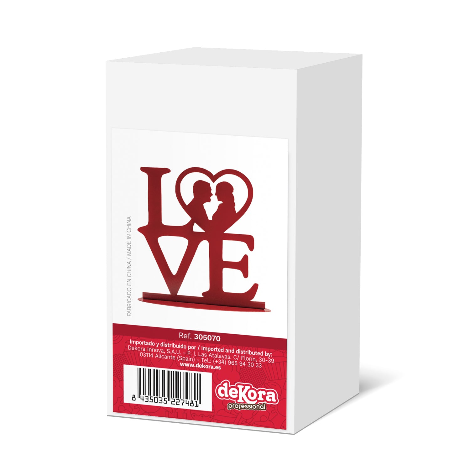 TOPPER PARA TARTA BODA "LOVE" METAL ROJO 19X19 CM