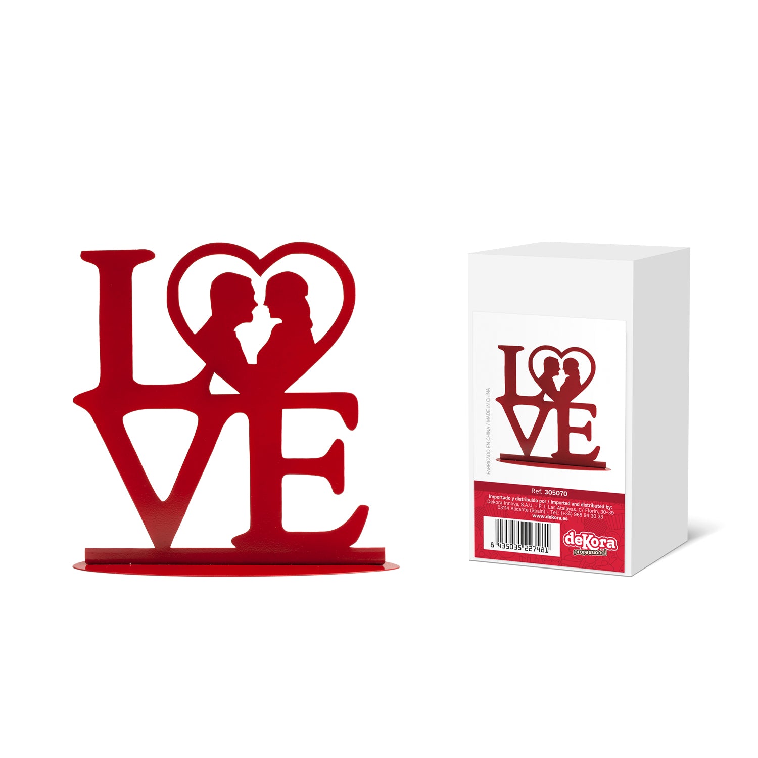 "MATRIMONIO METALLO ""LOVE"" ROSSO 19X19CM"
