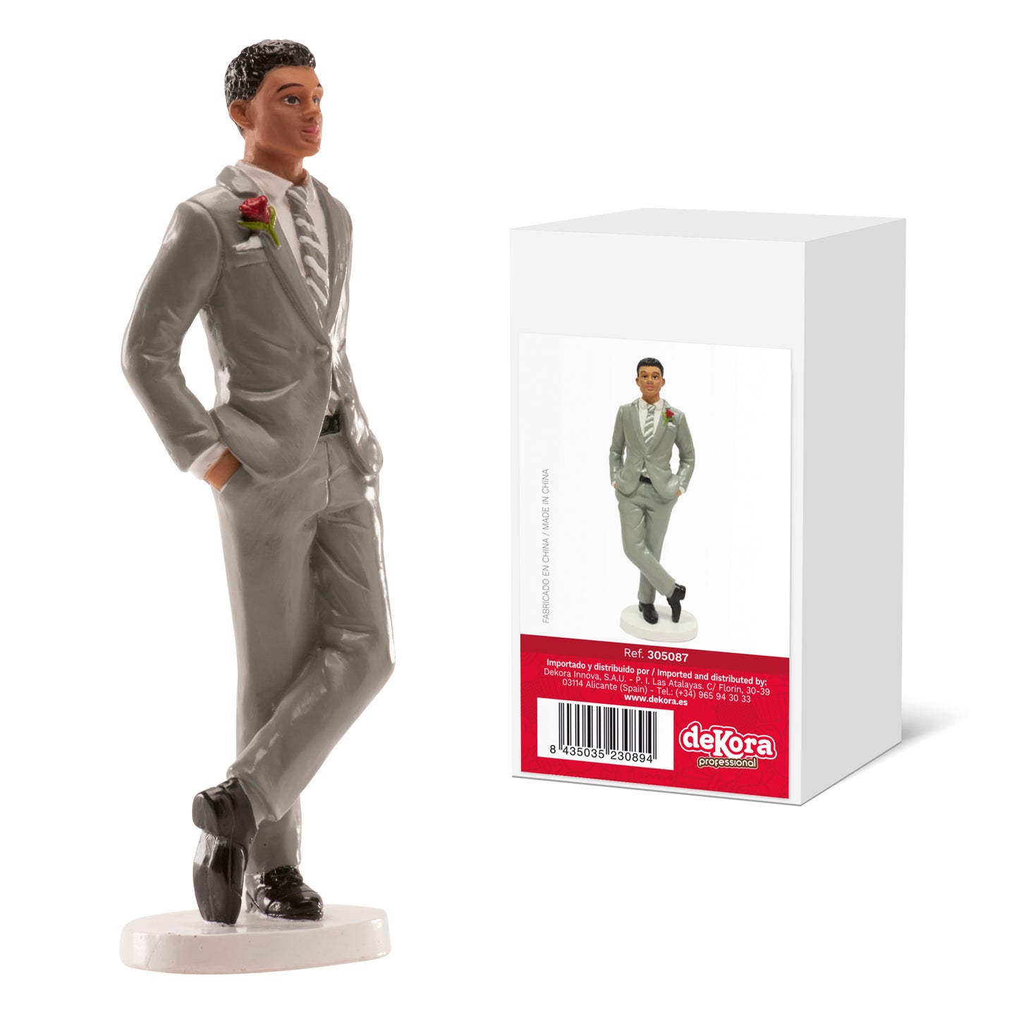 STATUETTA MATRIMONIO UOMO ABITO GRIGIO 16CM