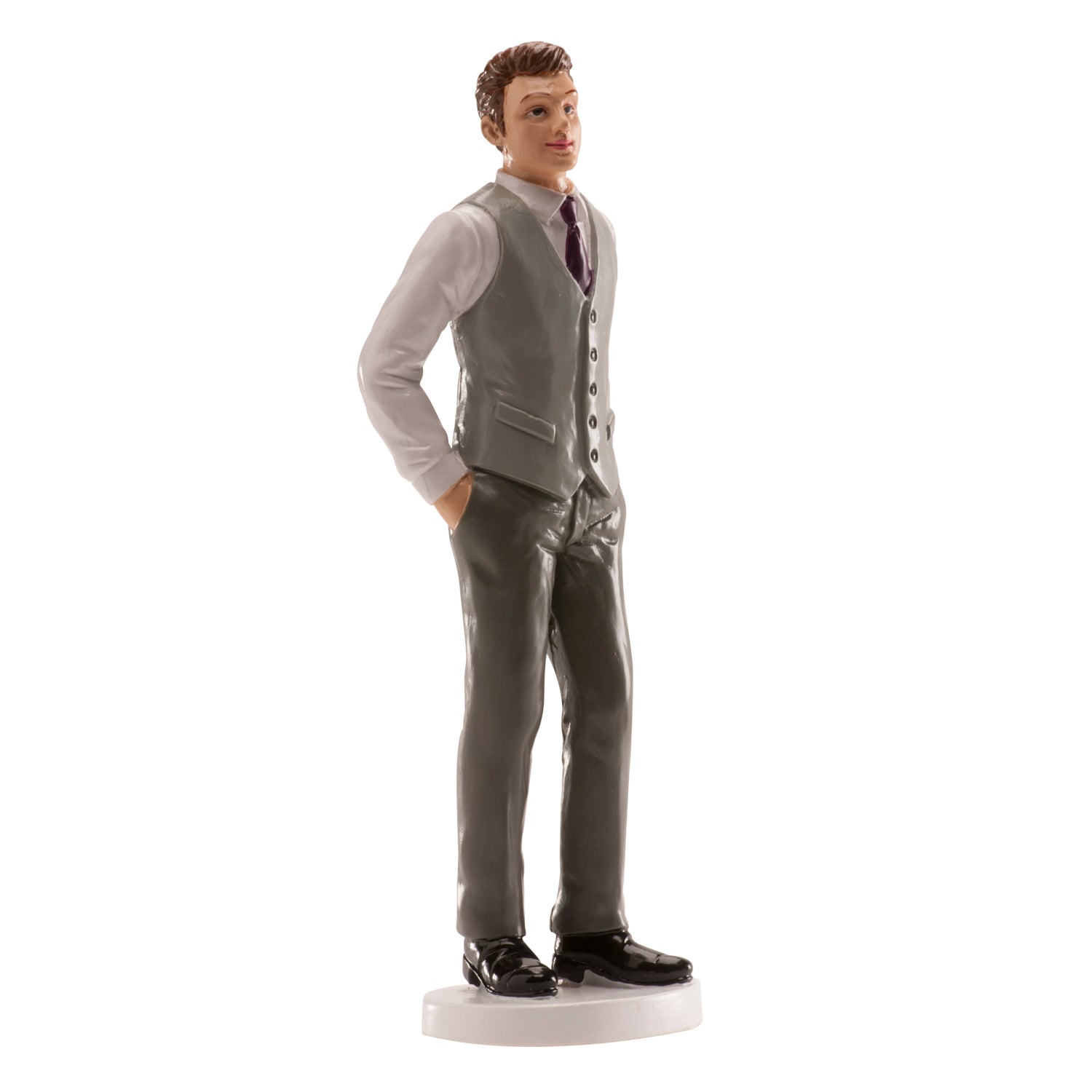 FIGURA HOMEM CASAMENTO "COLETE CINZA" 16 CM