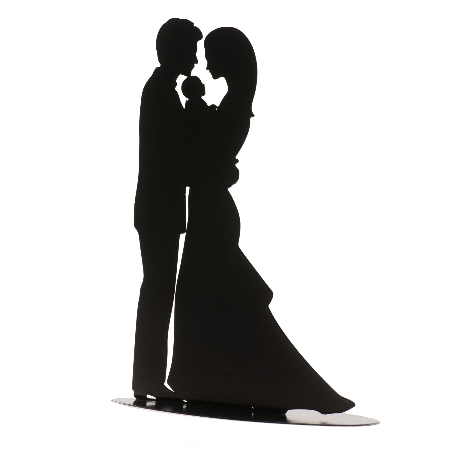 STATTUETA PER MATRIMONIO CON BAMBINO IN METALLO NERO 18CM
