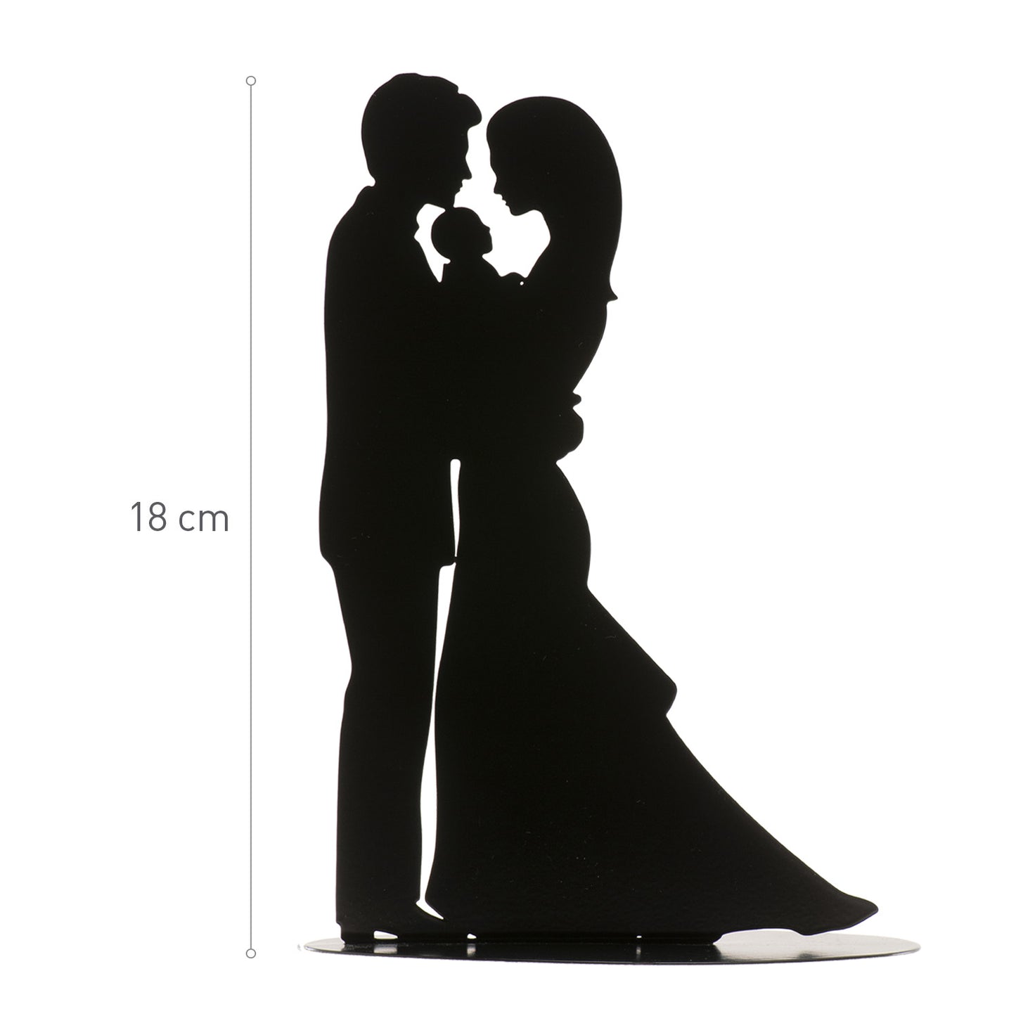 STATTUETA PER MATRIMONIO CON BAMBINO IN METALLO NERO 18CM