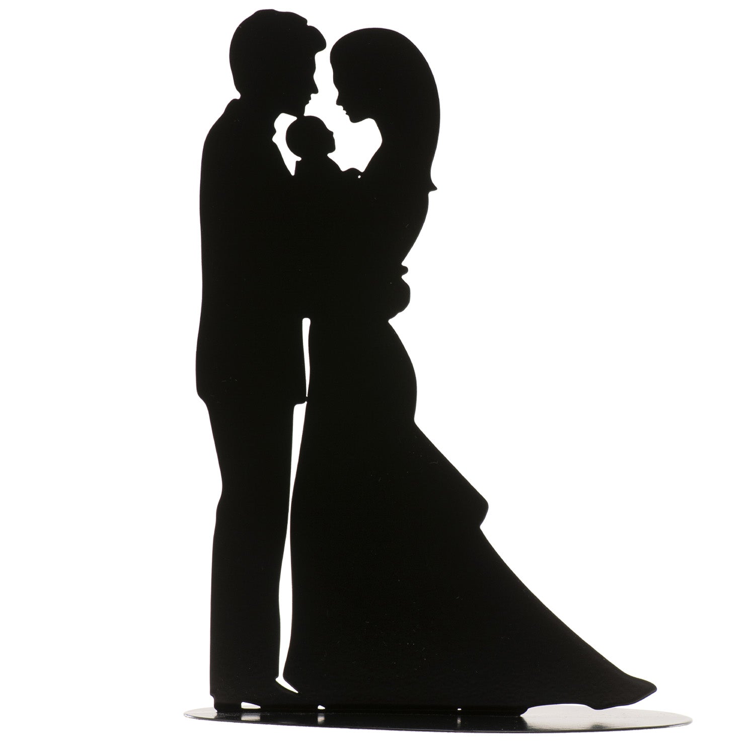 STATTUETA PER MATRIMONIO CON BAMBINO IN METALLO NERO 18CM